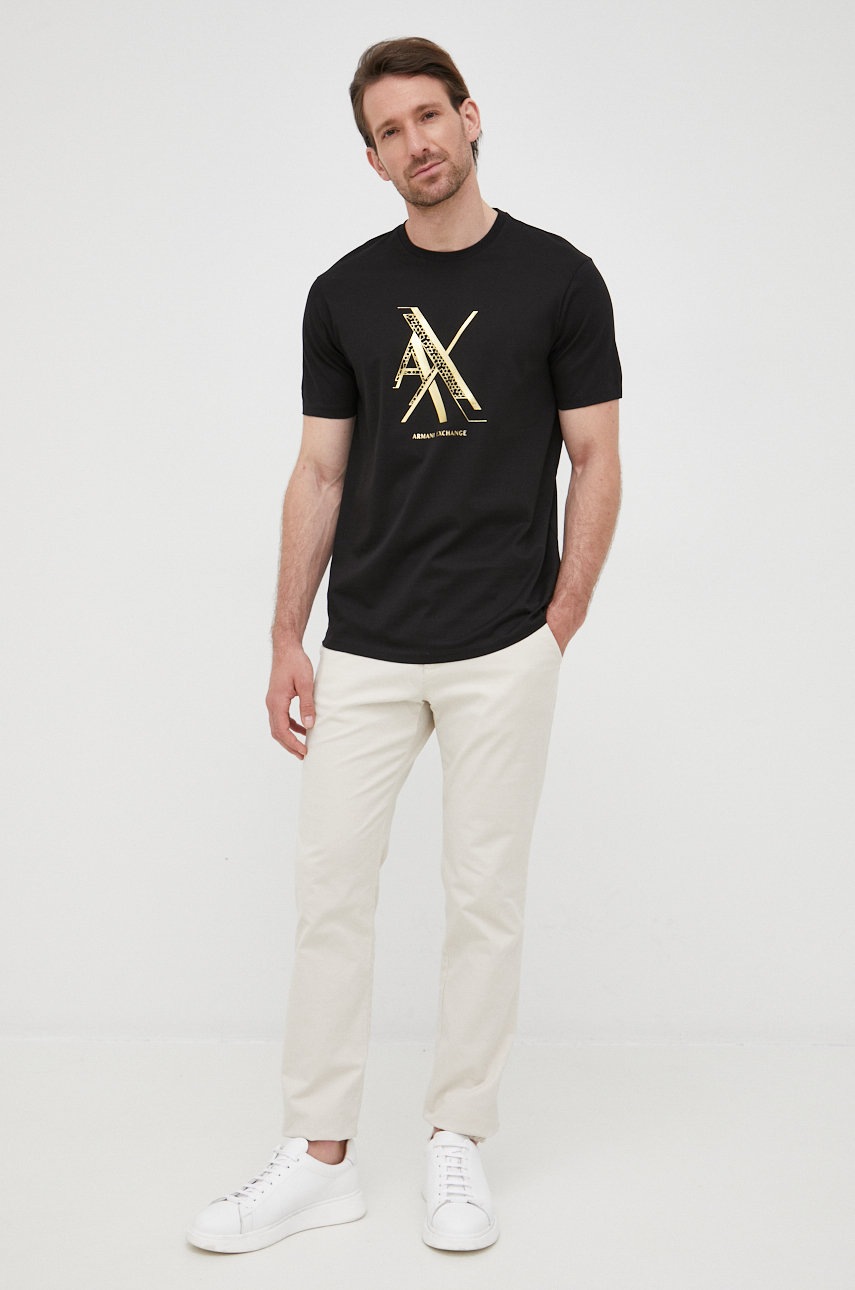 

Хлопковая футболка Armani Exchange цвет чёрный с принтом