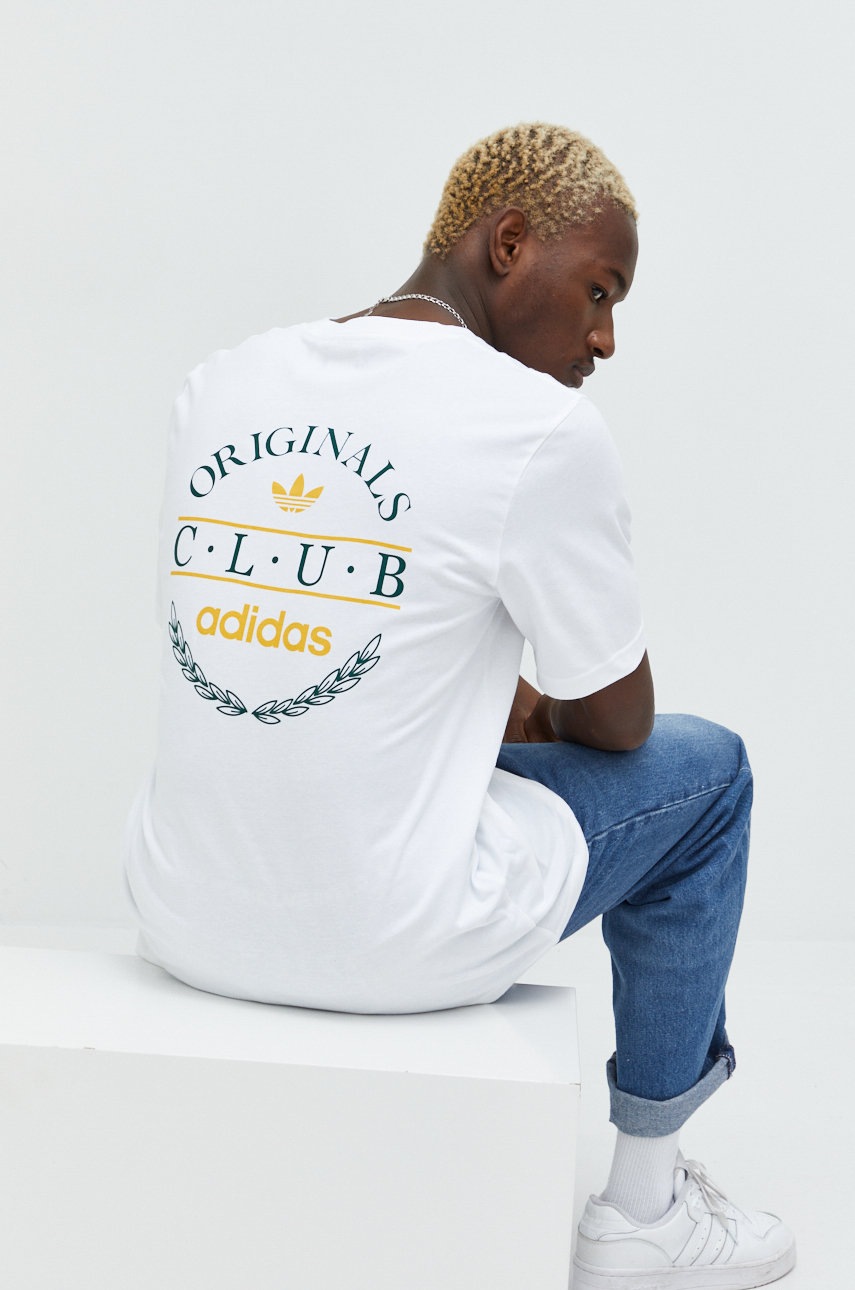 

Памучна тениска adidas Originals в бяло с принт, Бял