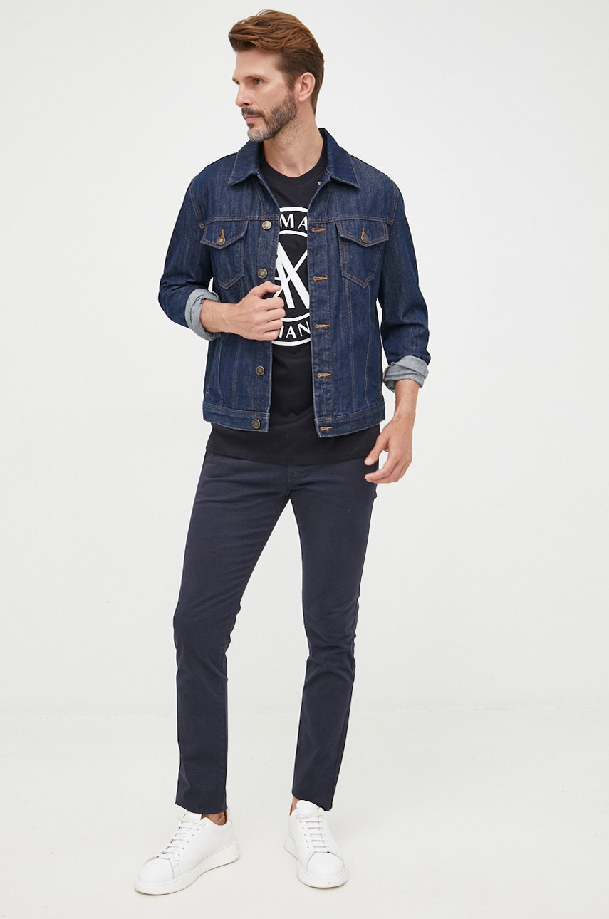 

Хлопковая футболка Armani Exchange цвет синий меланж