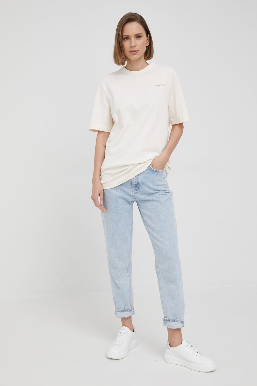

Хлопковая футболка Scotch & Soda цвет бежевый однотонный