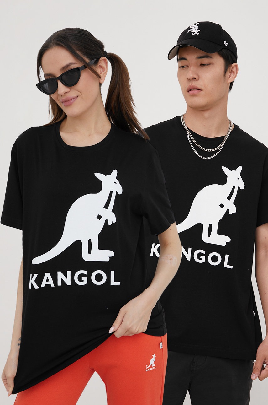 

Хлопковая футболка Kangol цвет чёрный с принтом