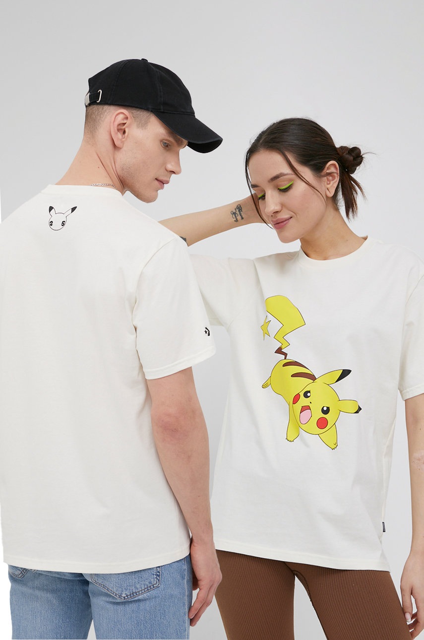 

Памучна тениска Converse X Pokemon в бежово с принт, Бежов