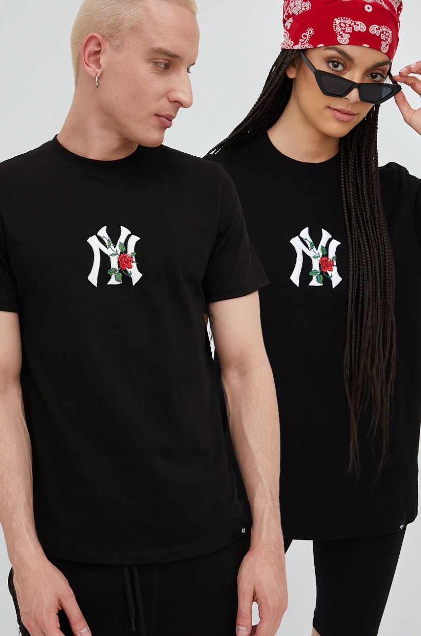 47brand tricou din bumbac Mlb New York Yankees culoarea negru, cu imprimeu