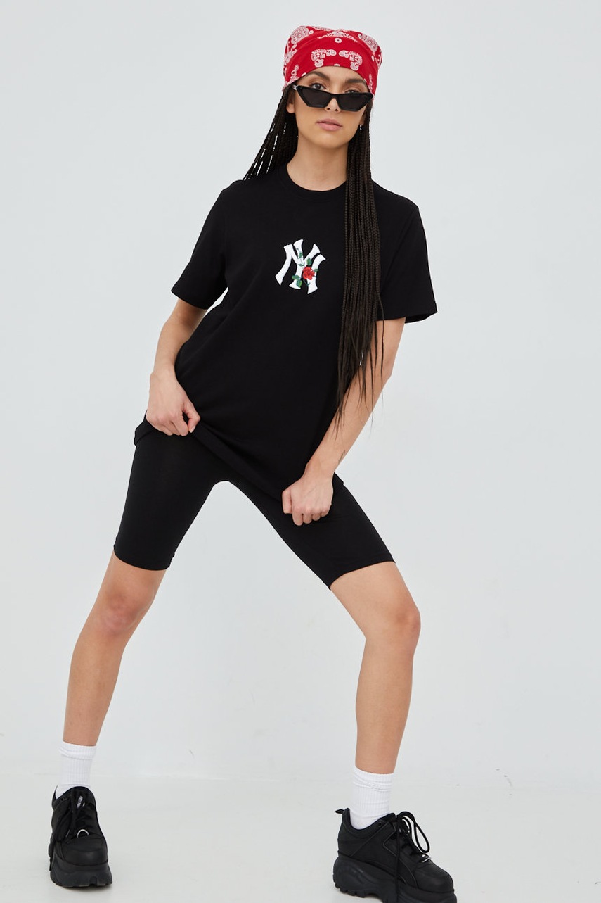 

Бавовняна футболка 47brand Mlb New York Yankees колір чорний з аплікацією