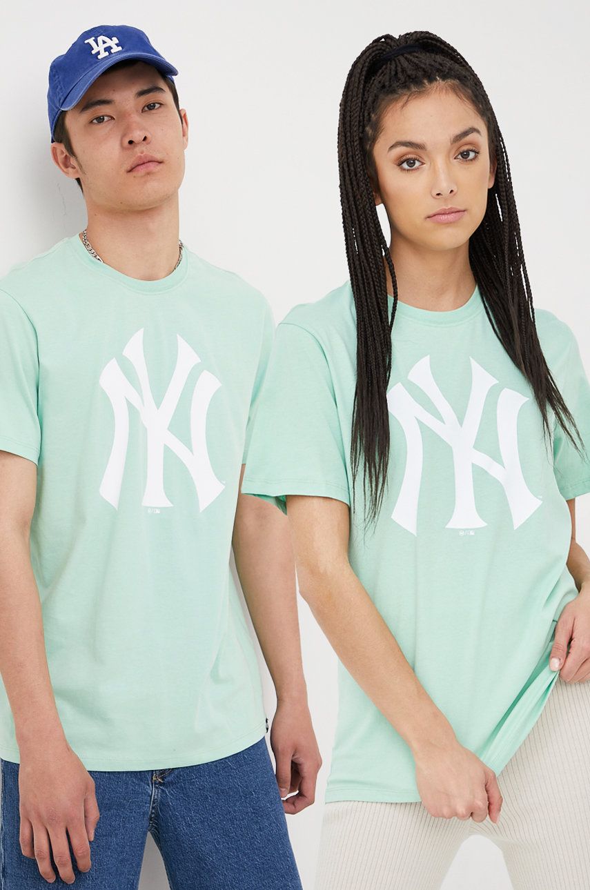 Bavlněné tričko 47brand Mlb New York Yankees zelená barva, s potiskem - zelená -  100% Bavlna