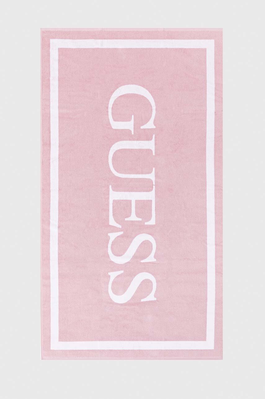 

Хлопковое полотенце Guess цвет розовый
