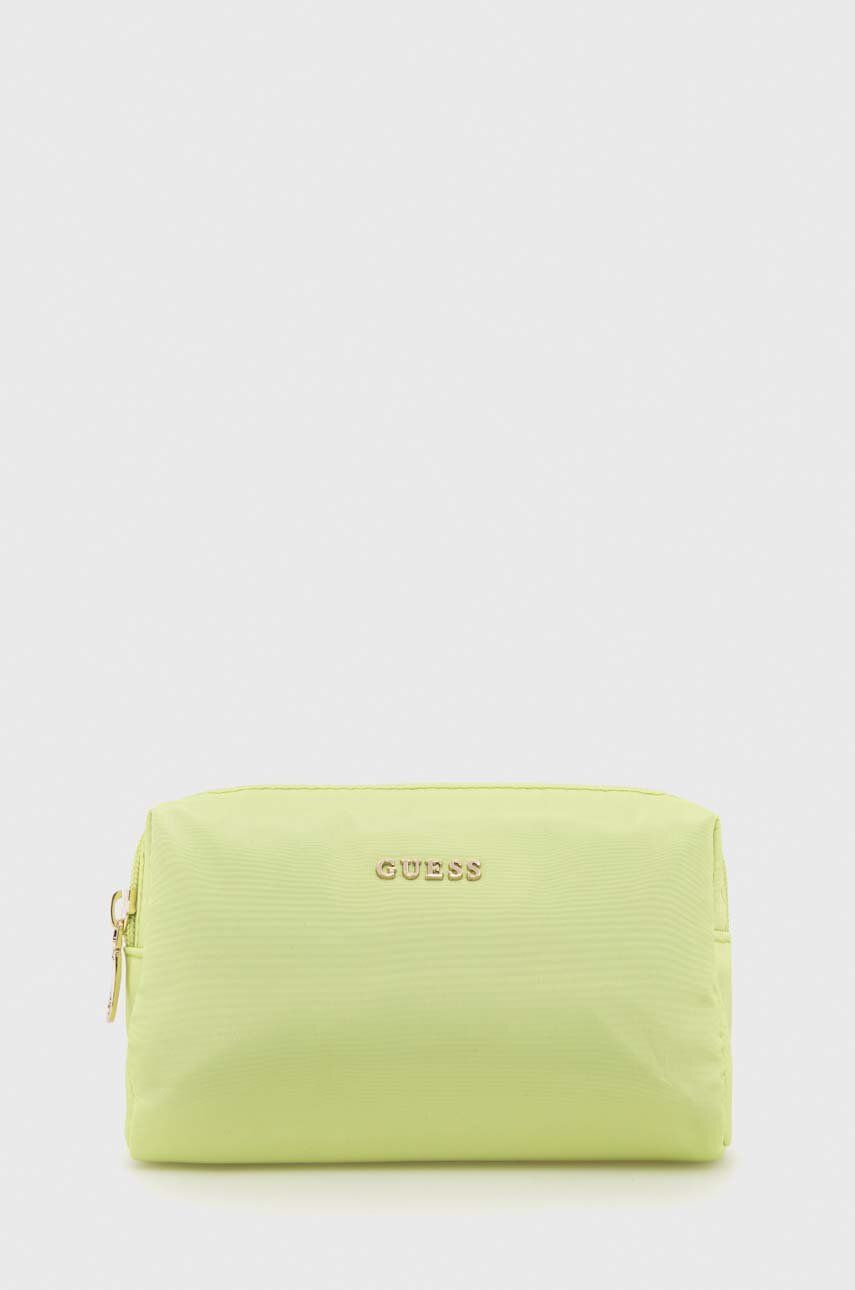 Kosmetická taška Guess žlutá barva - žlutá -  100 % Polyester