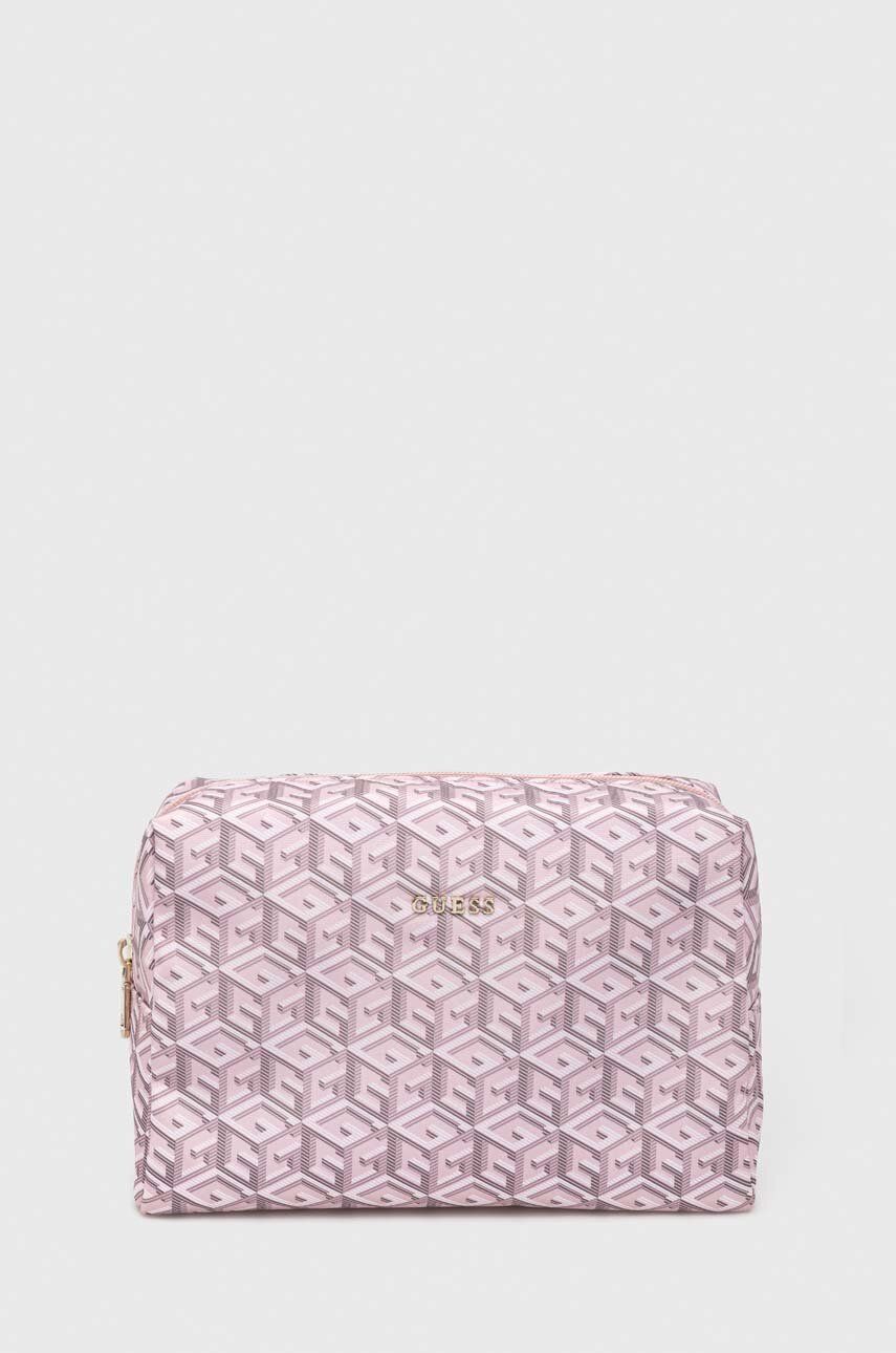 Levně Kosmetická taška Guess růžová barva