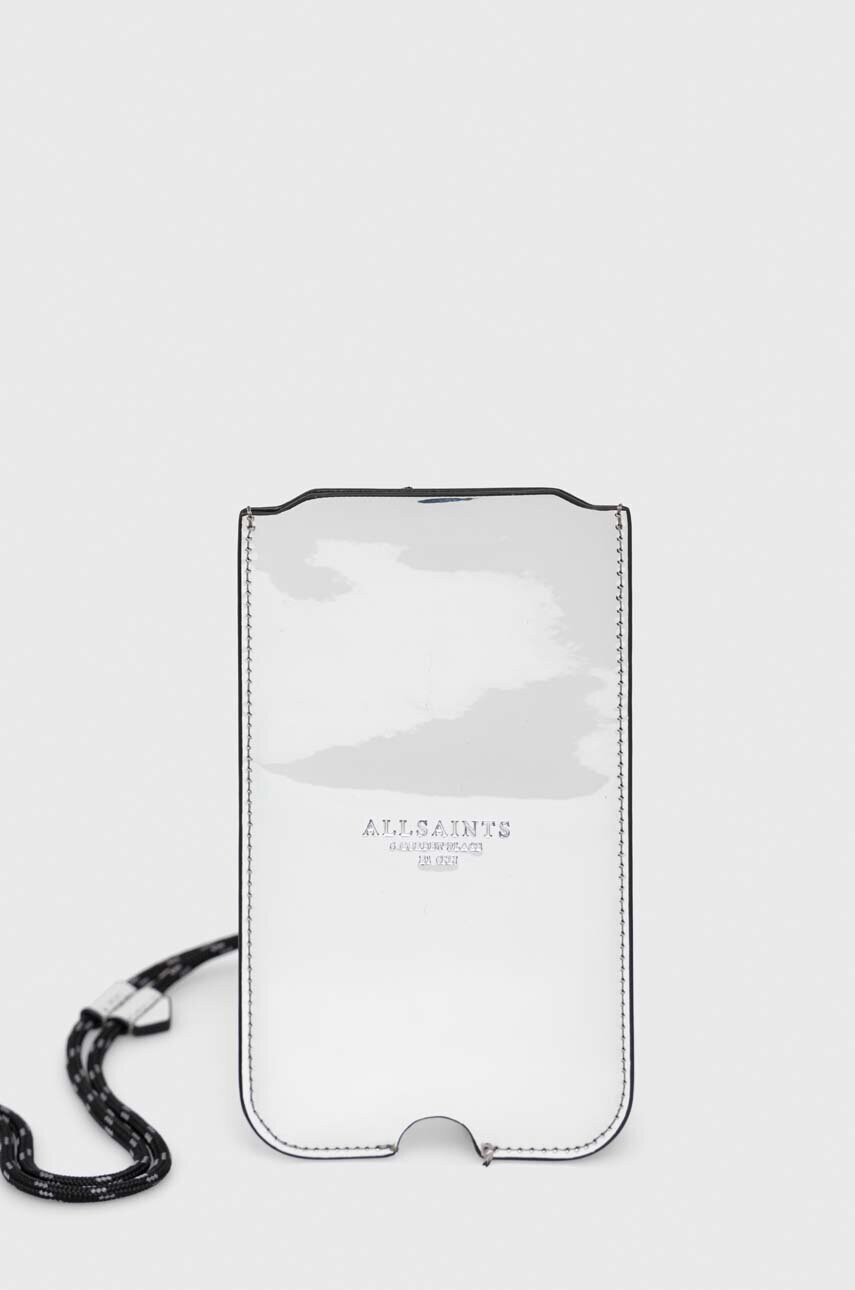 Allsaints husa din piele pentru telefon culoarea argintiu
