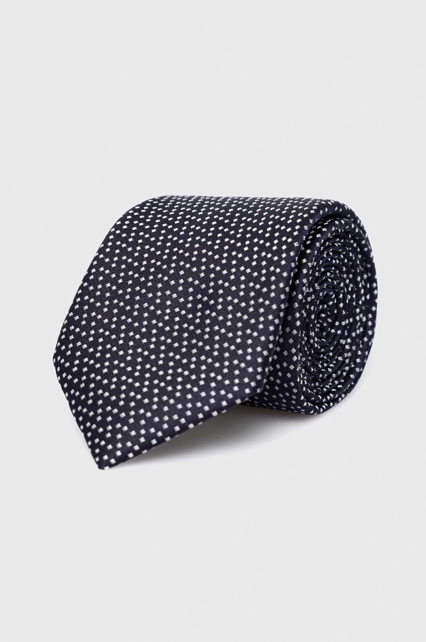 Hedvábná kravata BOSS tmavomodrá barva - námořnická modř -  100 % Hedvábí