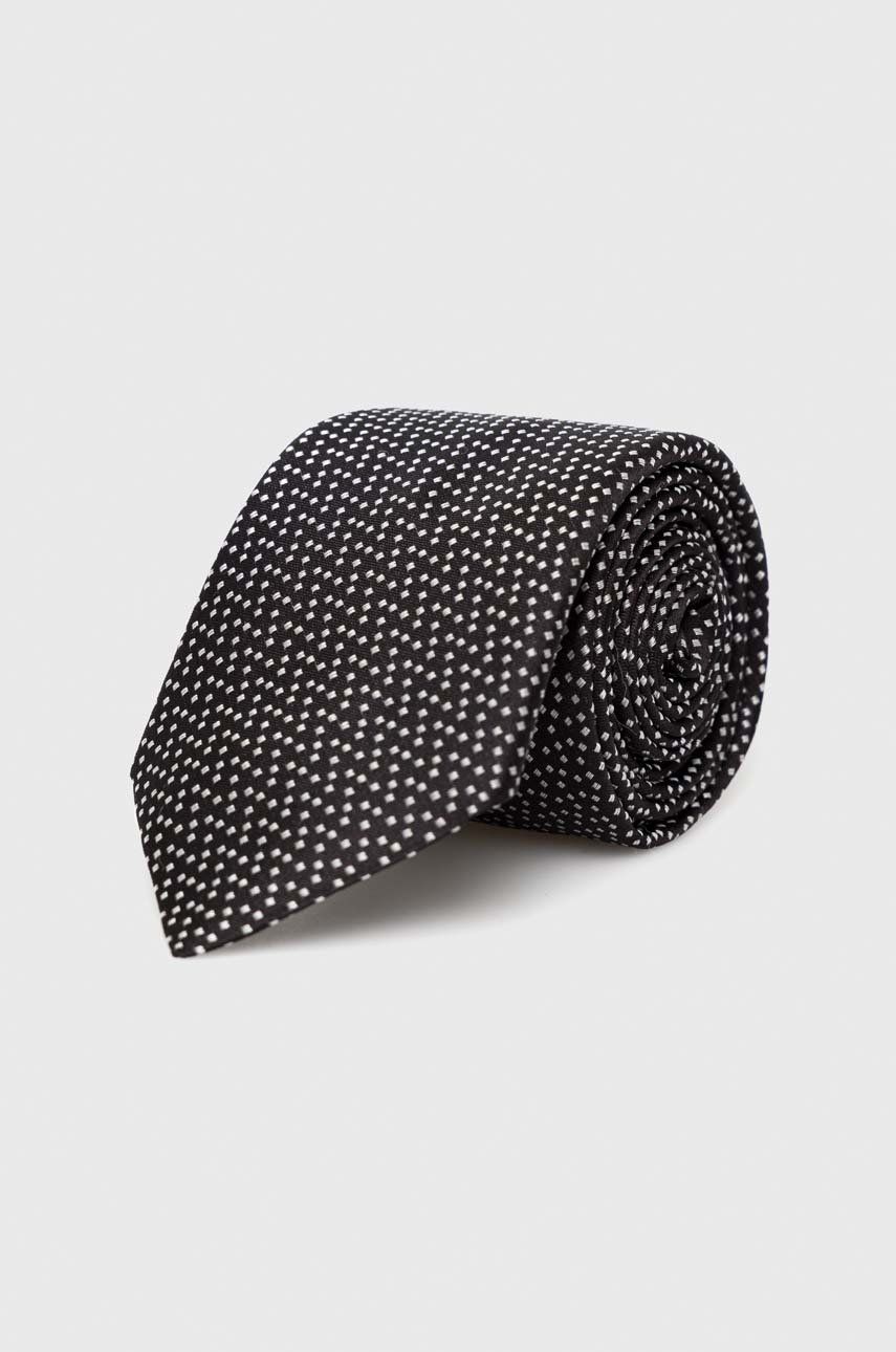 Hedvábná kravata BOSS černá barva - černá -  100 % Hedvábí