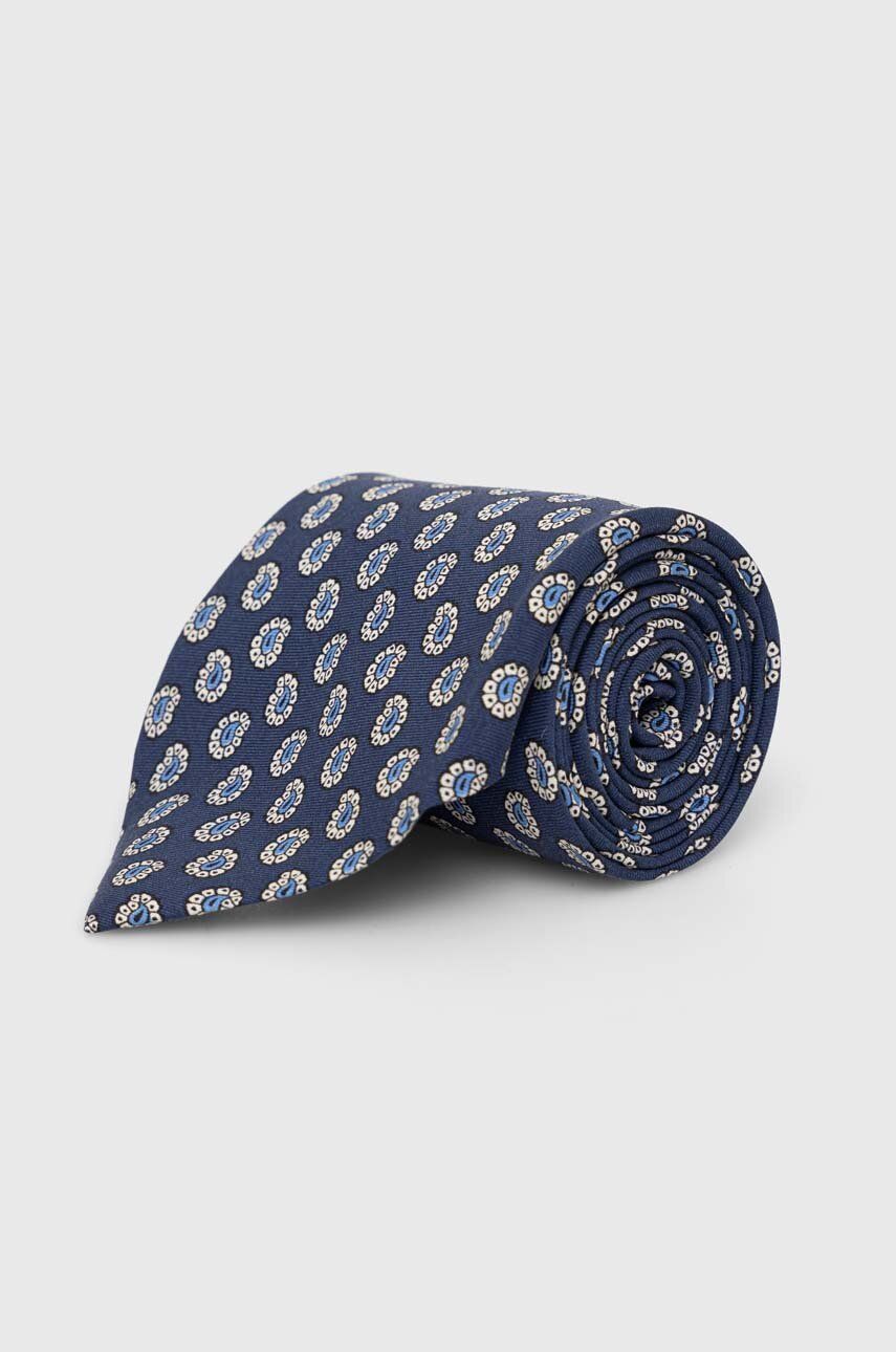 Hedvábná kravata Polo Ralph Lauren tmavomodrá barva - námořnická modř -  100 % Hedvábí