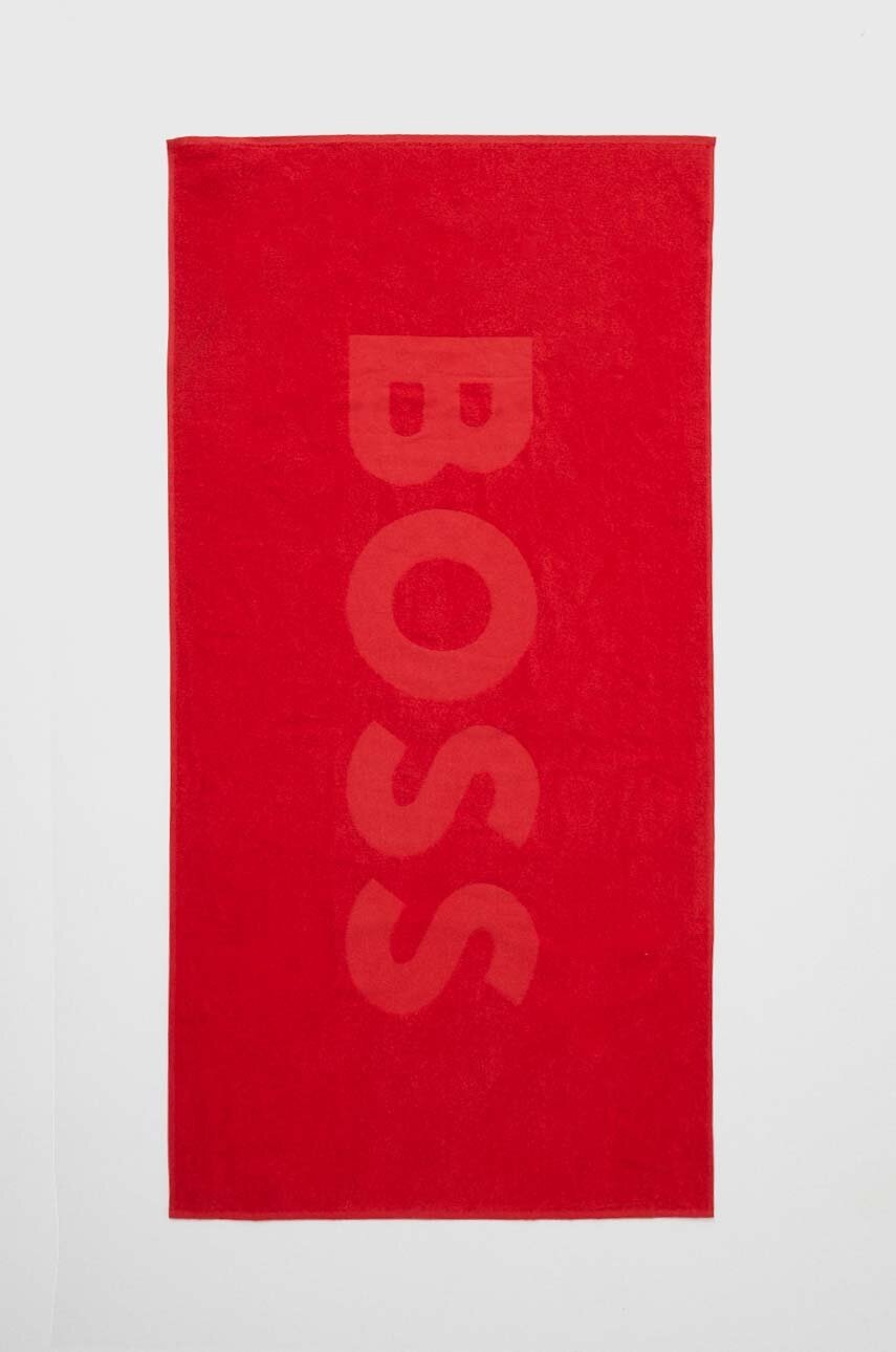 

Хлопковое полотенце BOSS цвет красный