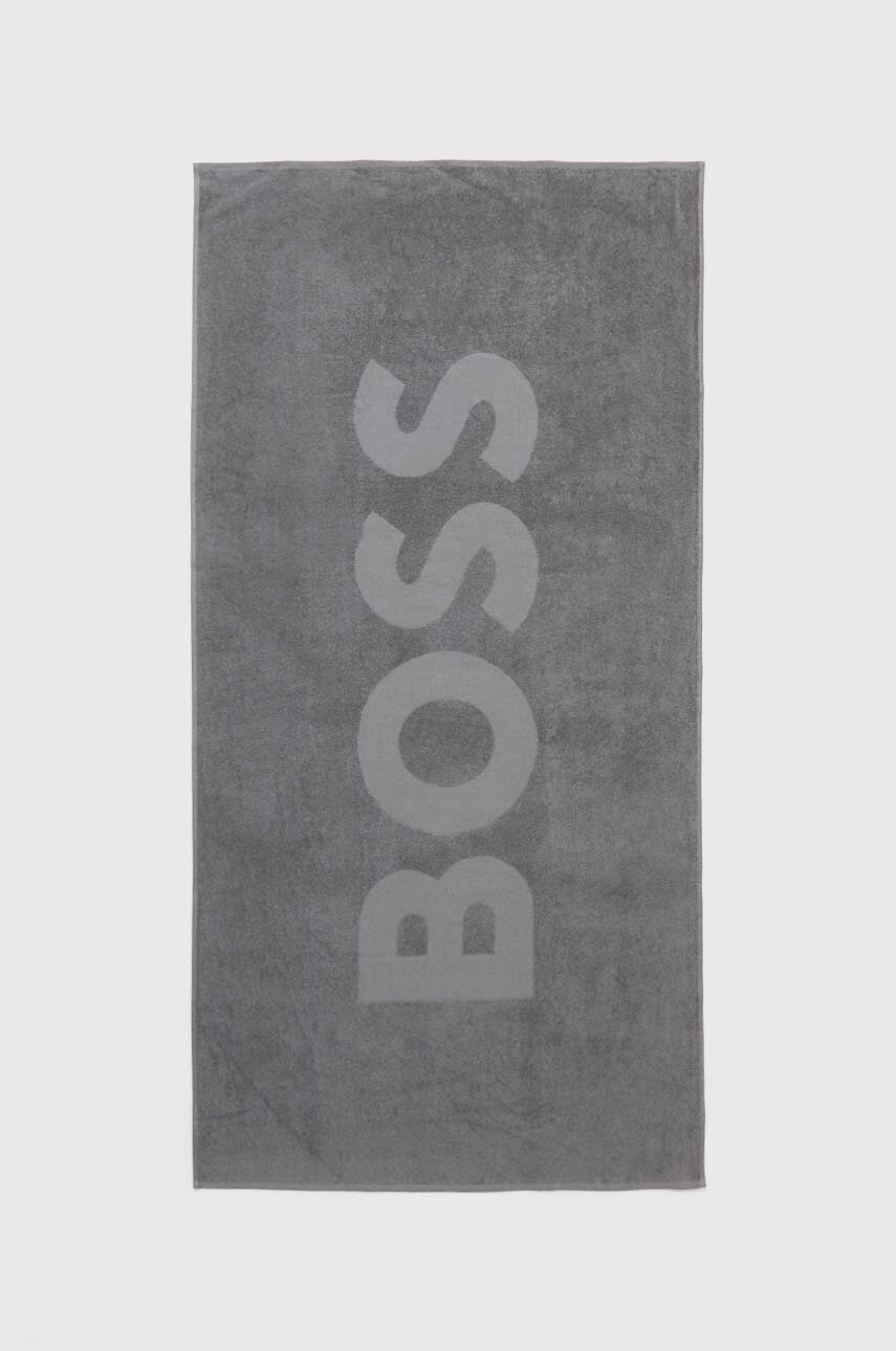 

Хлопковое полотенце BOSS цвет серый