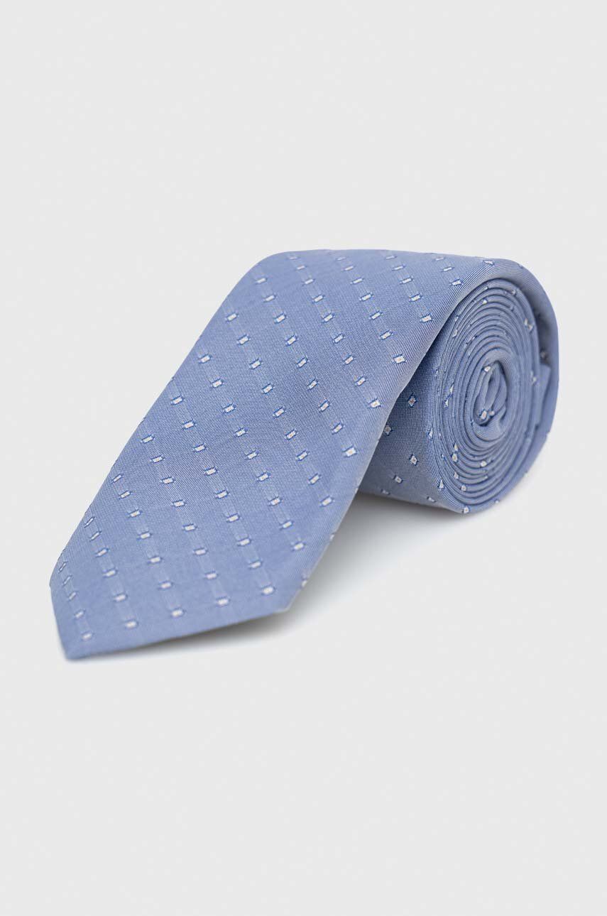 Kravata BOSS - modrá -  100 % Recyklovaný polyester