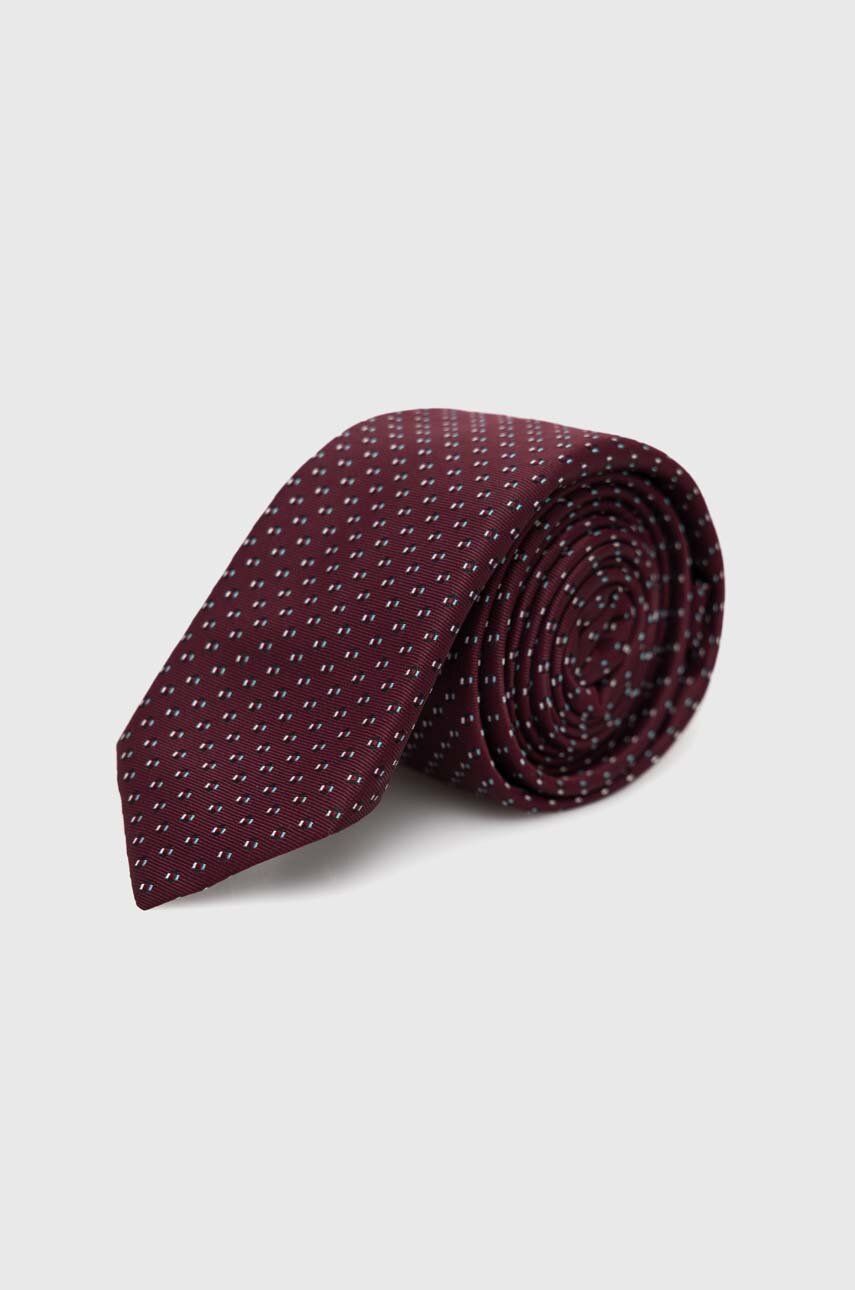 BOSS cravată din amestec de mătase culoarea bordo