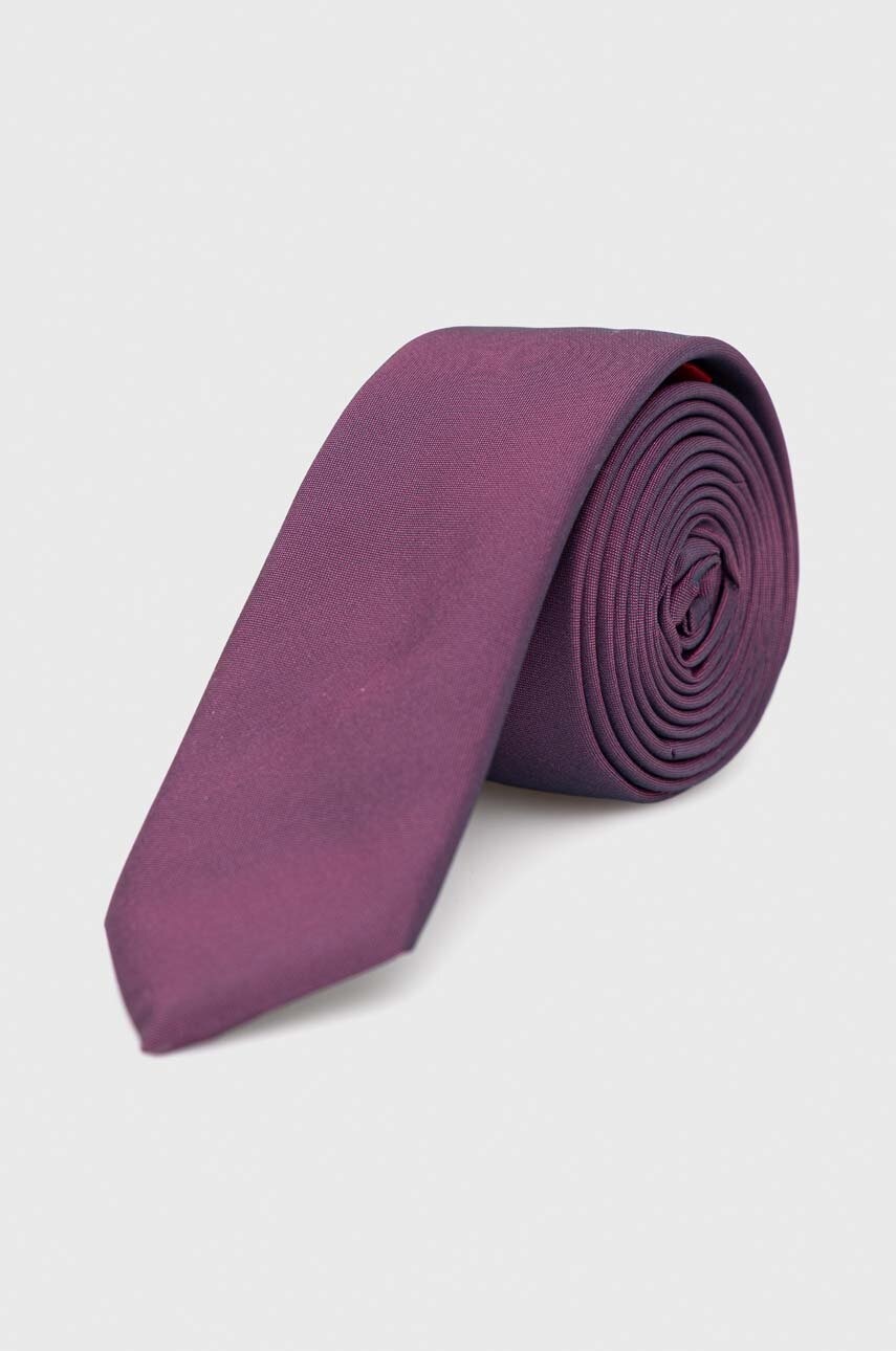 Hugo cravată din amestec de mătase culoarea violet