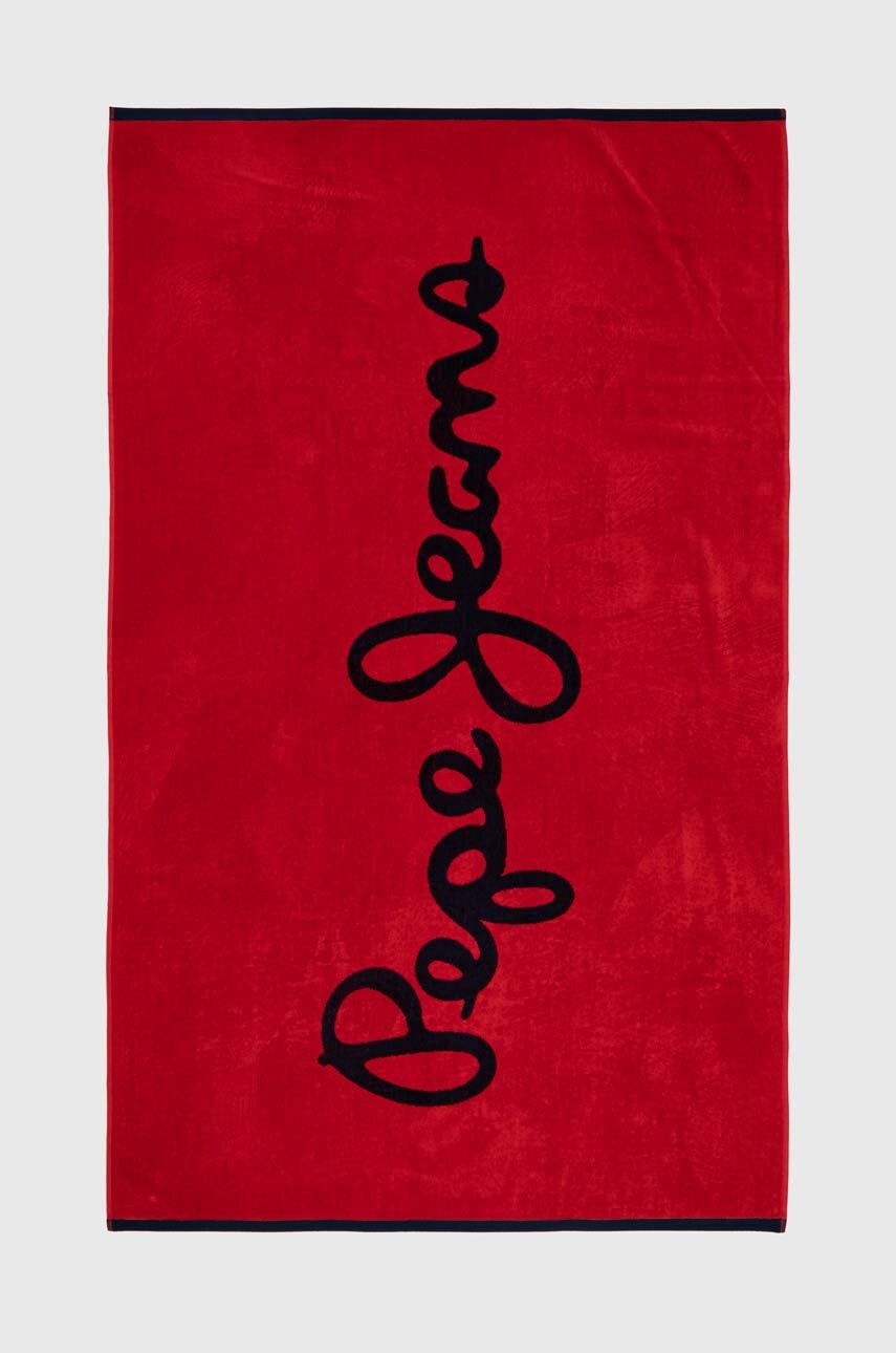 

Хлопковое полотенце Pepe Jeans цвет красный