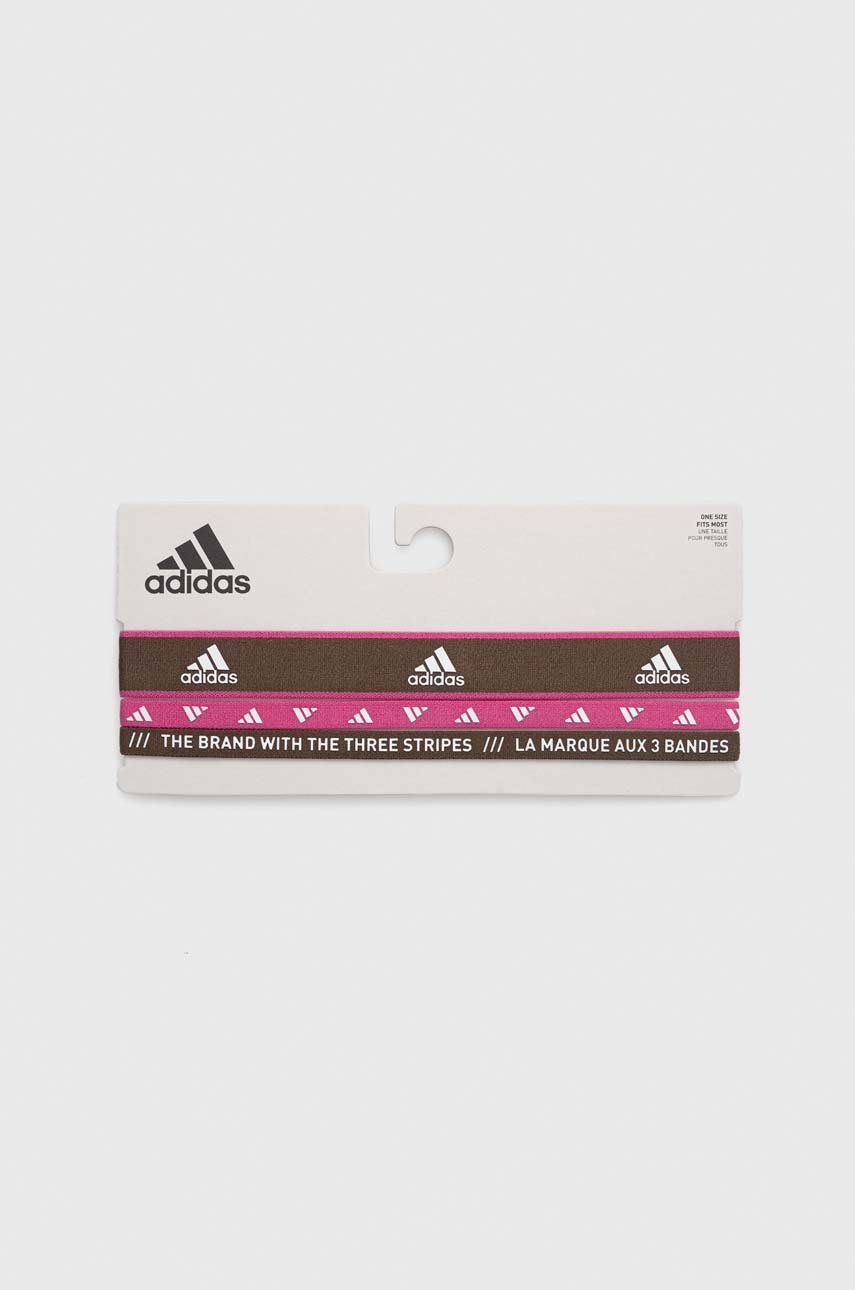 Levně Tréninkové čelenky adidas Performance 3-pack růžová barva