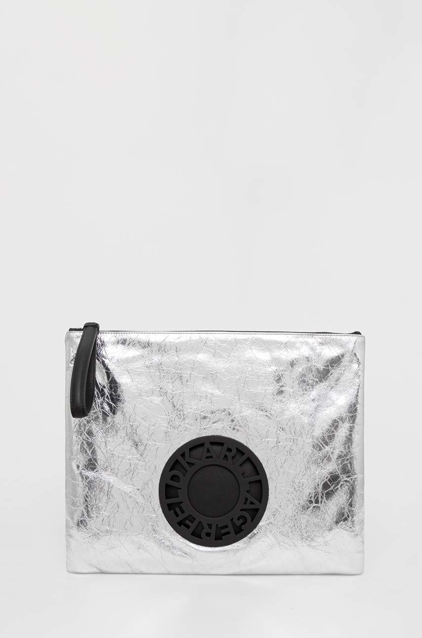 Karl Lagerfeld poseta piele culoarea argintiu Pret Mic accesorii imagine noua gjx.ro