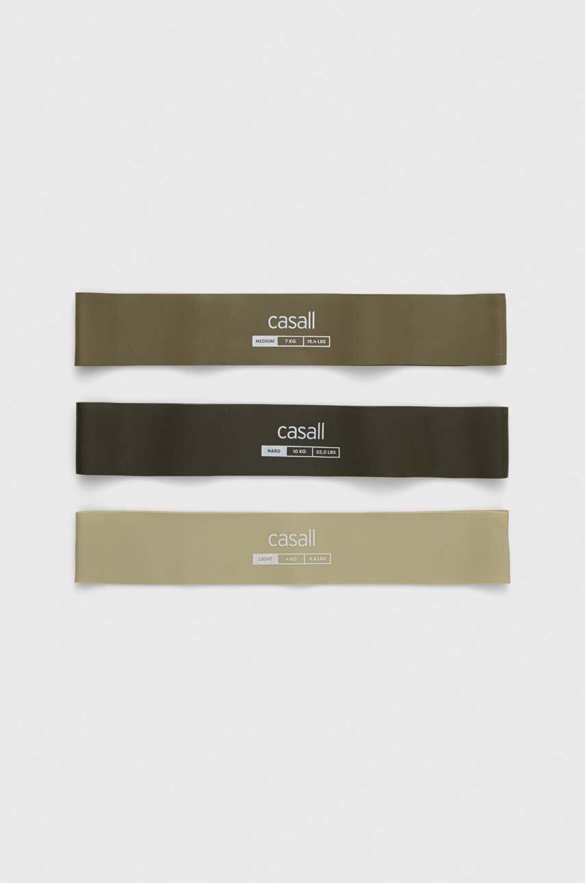 Cvičební odporové pásy Casall 3-pack zelená barva - zelená -  100 % Přírodní guma
