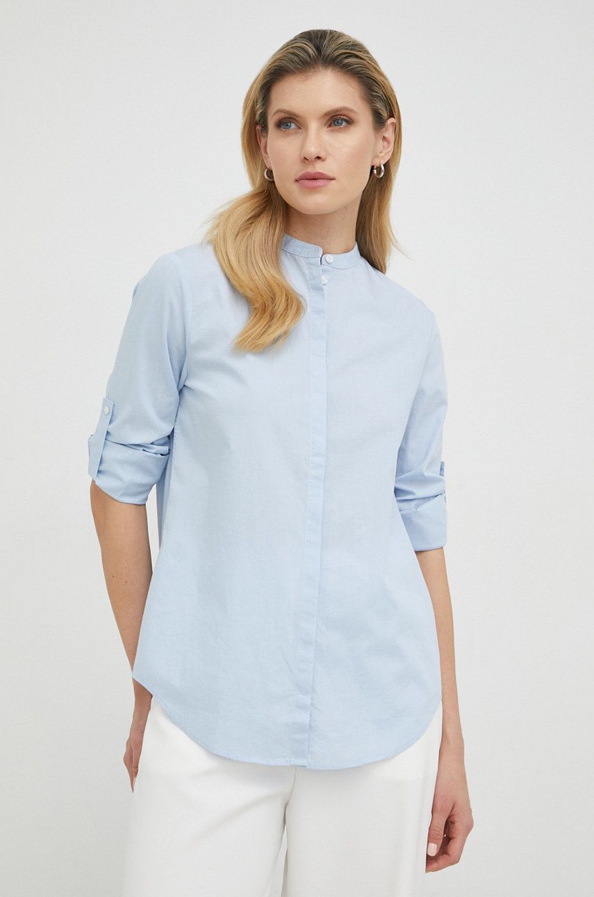 Košile BOSS dámská, regular - modrá -  70 % Bavlna