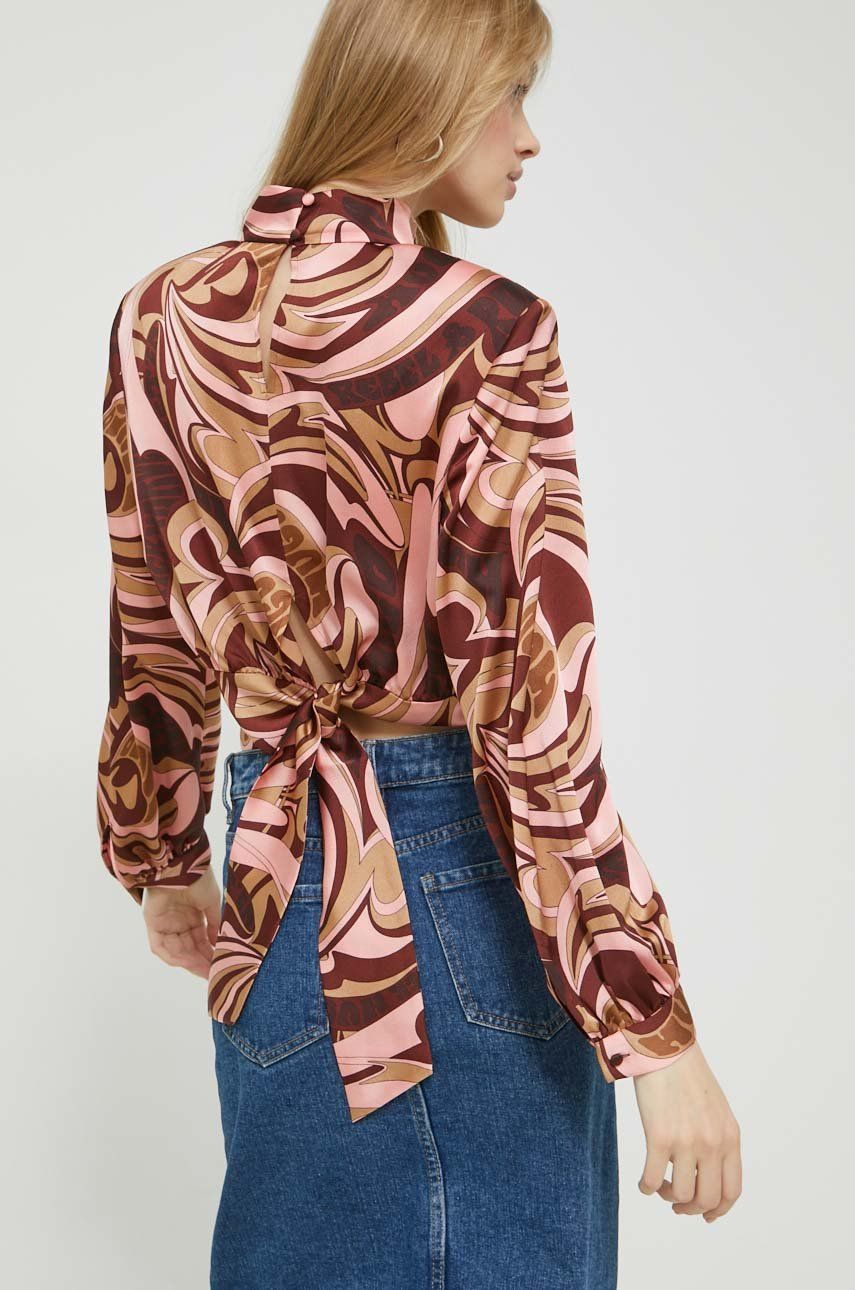Halenka HUGO dámská, růžová barva, vzorovaná - růžová -  100 % Recyklovaný polyester