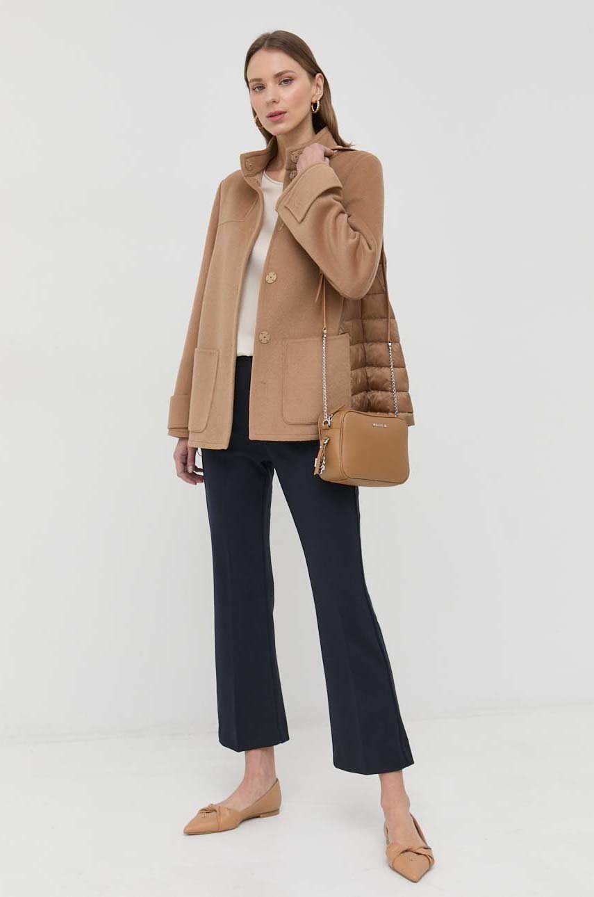

Шовкова блузка Max Mara Leisure жіноча колір бежевий однотонна
