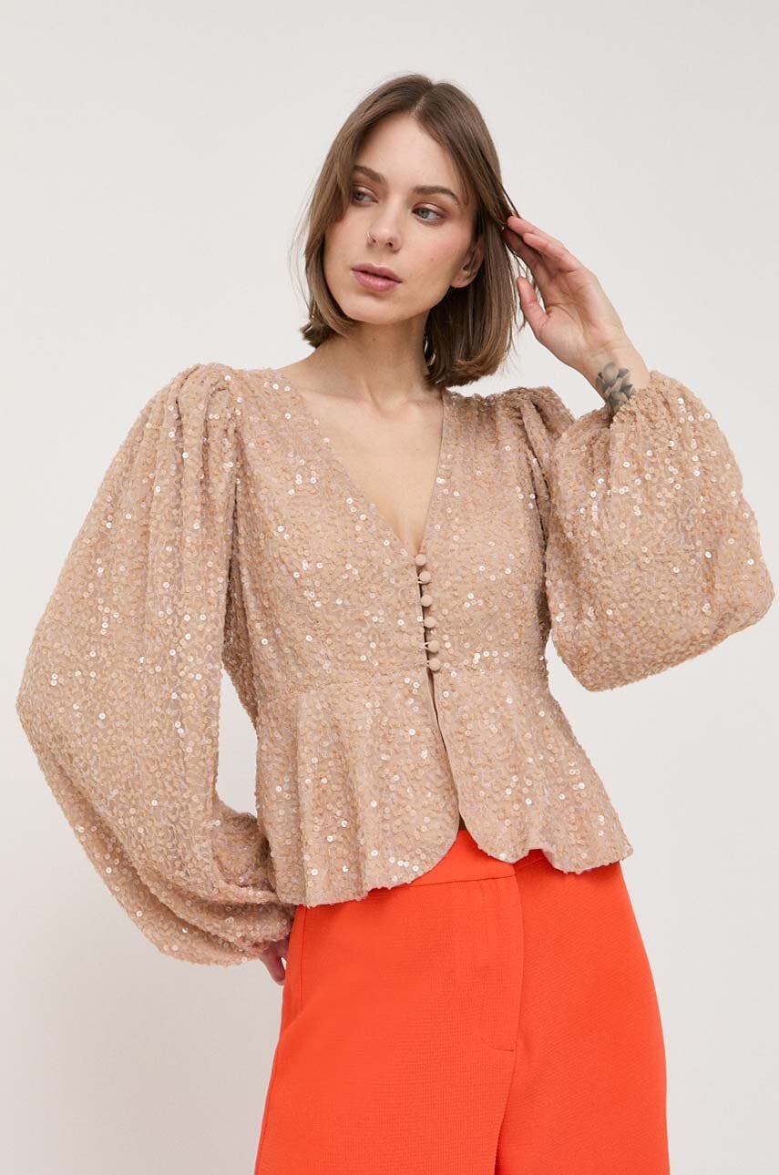 Notes du Nord bluza femei, culoarea bej, cu imprimeu