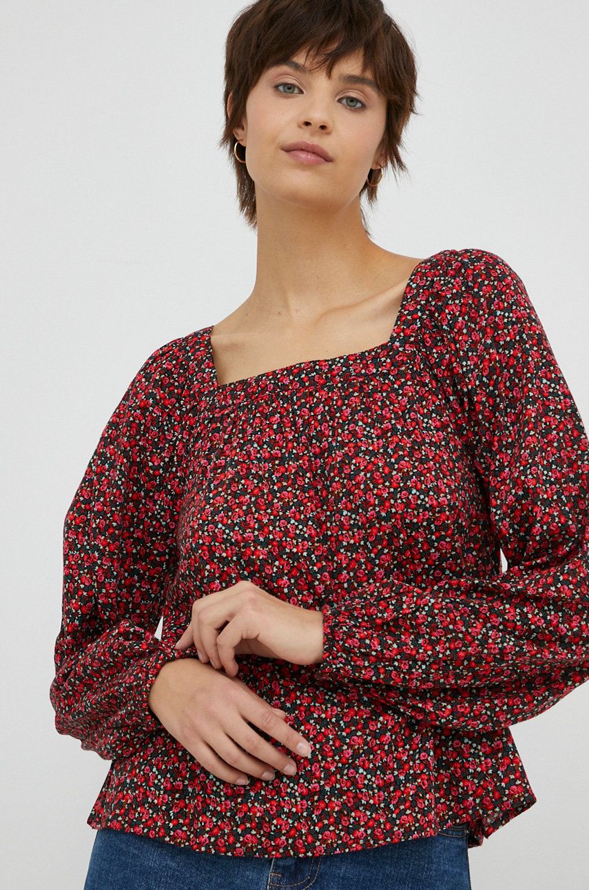 GAP bluza femei, culoarea rosu, in modele florale