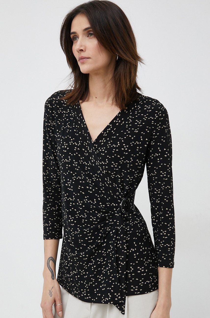 Lauren Ralph Lauren bluzka damska kolor czarny wzorzysta
