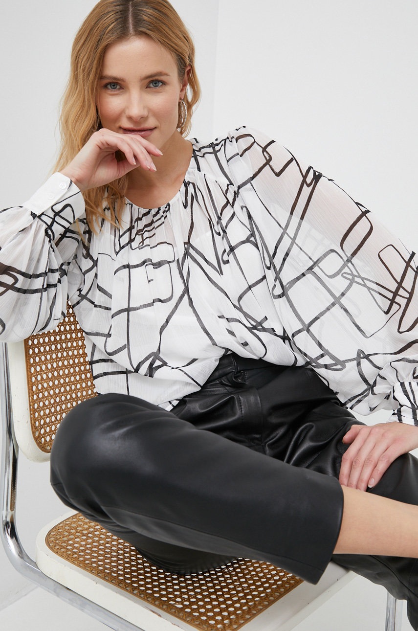 

Блуза Dkny в бяло с десен, Бял