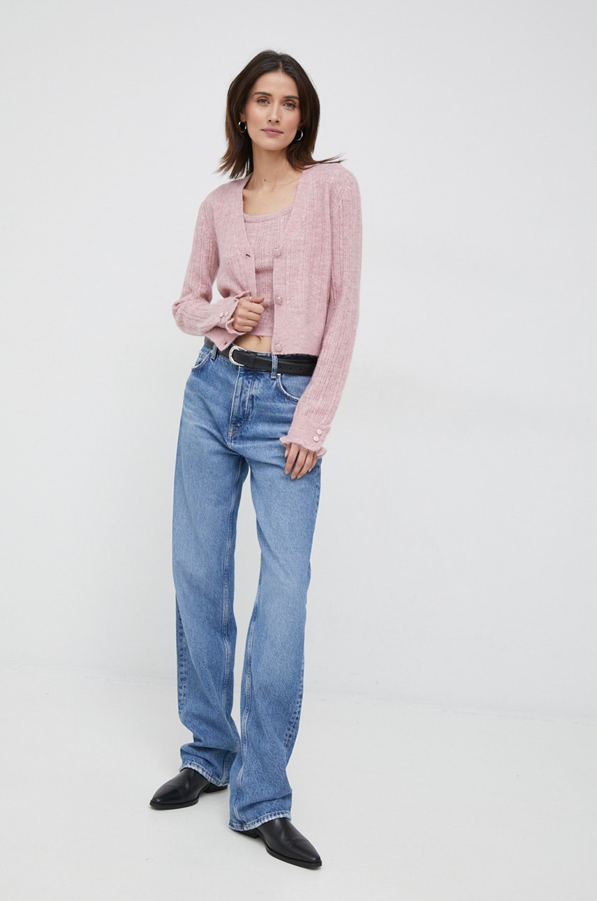 Top από μείγμα μαλλιού Pepe Jeans Tiana χρώμα: ροζ φωτογραφία