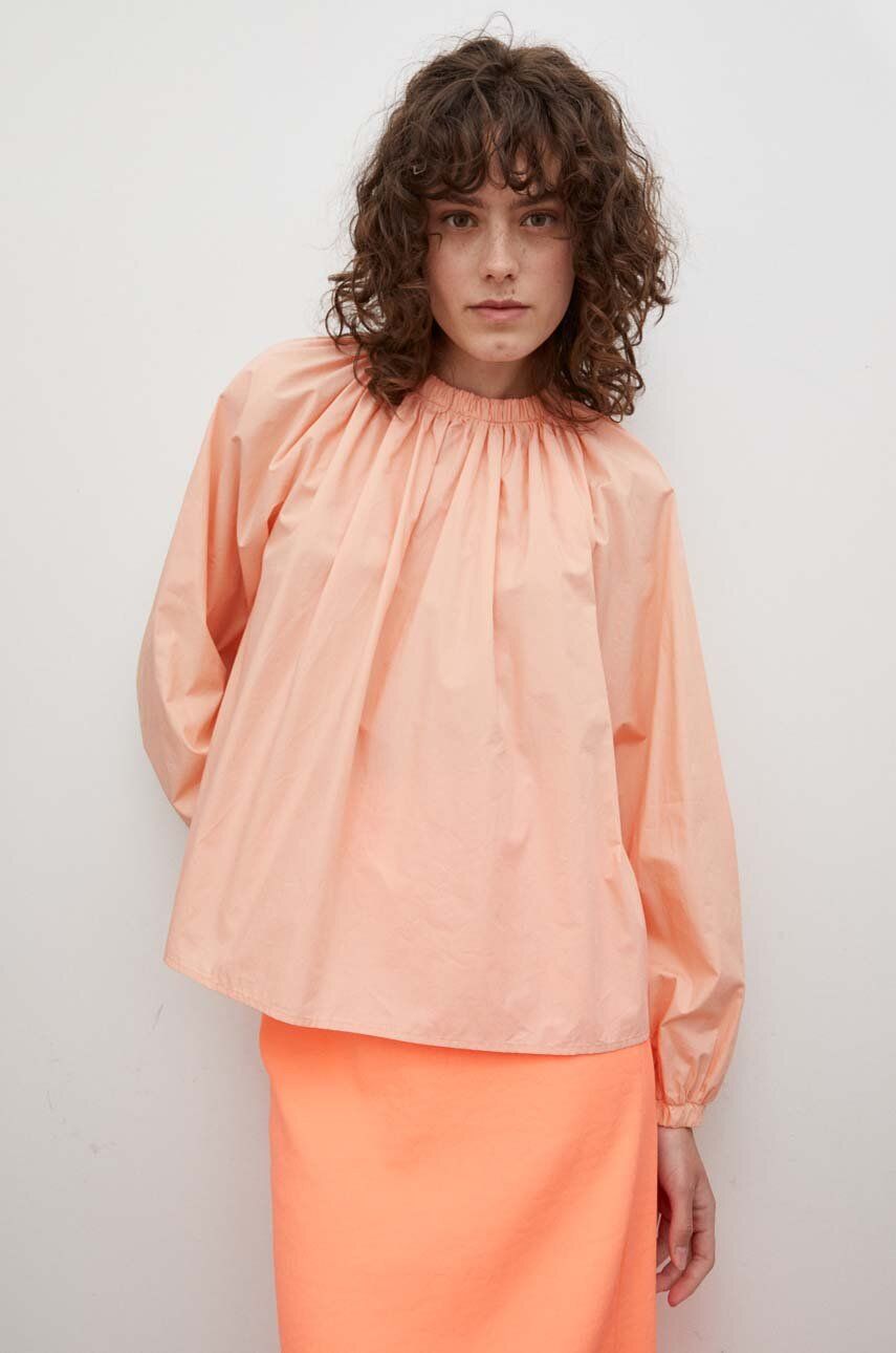 Drykorn bluza din bumbac femei, culoarea portocaliu, neted