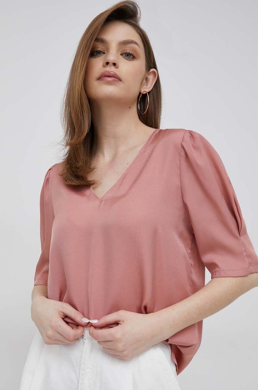 

Блузка Dkny женская цвет розовый однотонная