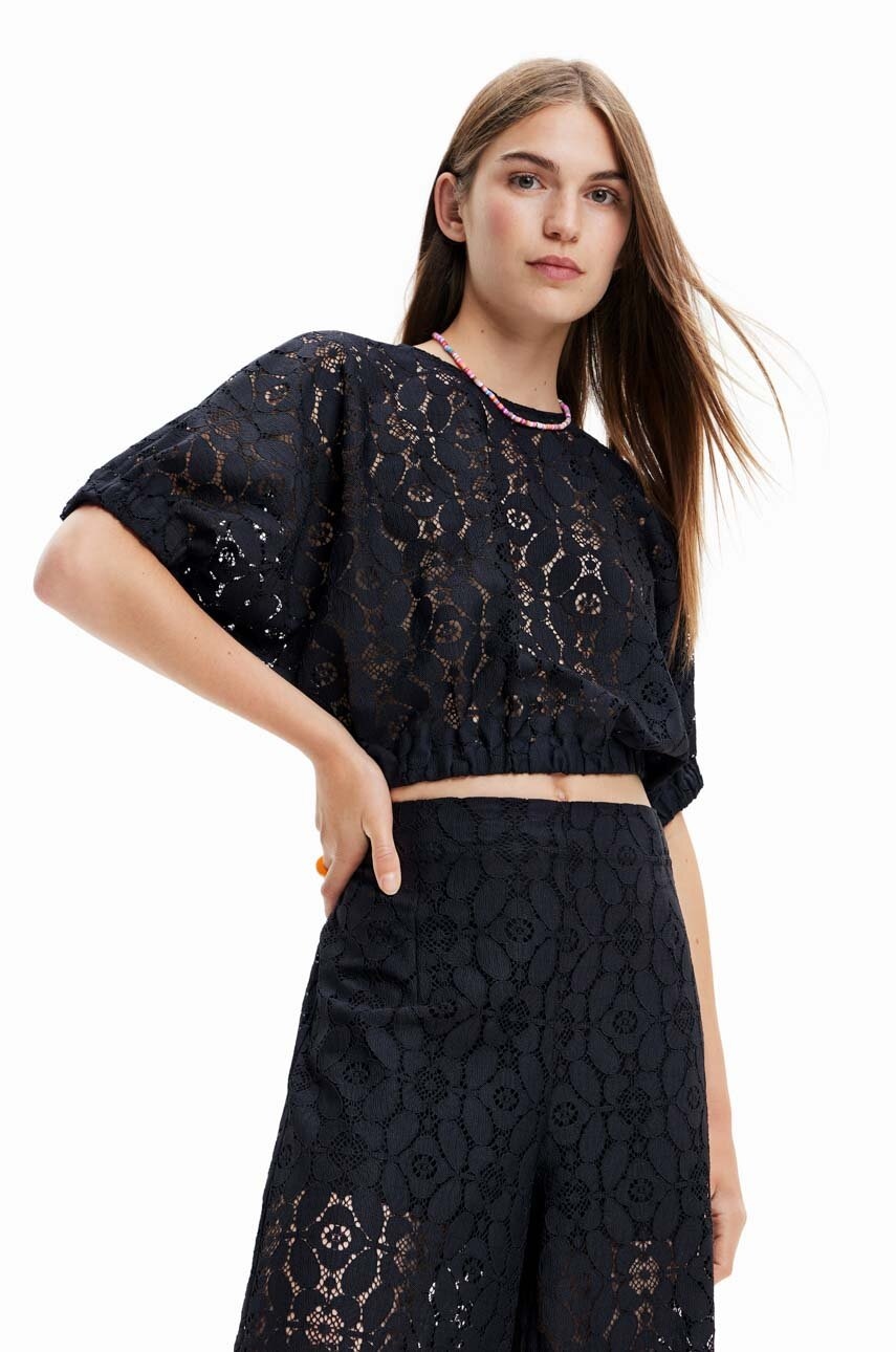 Desigual Bluza Femei, Culoarea Negru, Neted