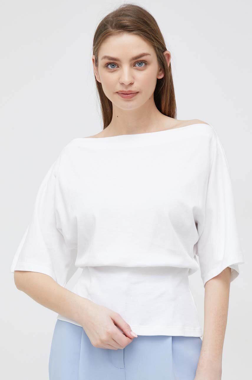 Bavlněné tričko Sisley bílá barva - bílá -  100 % Bavlna