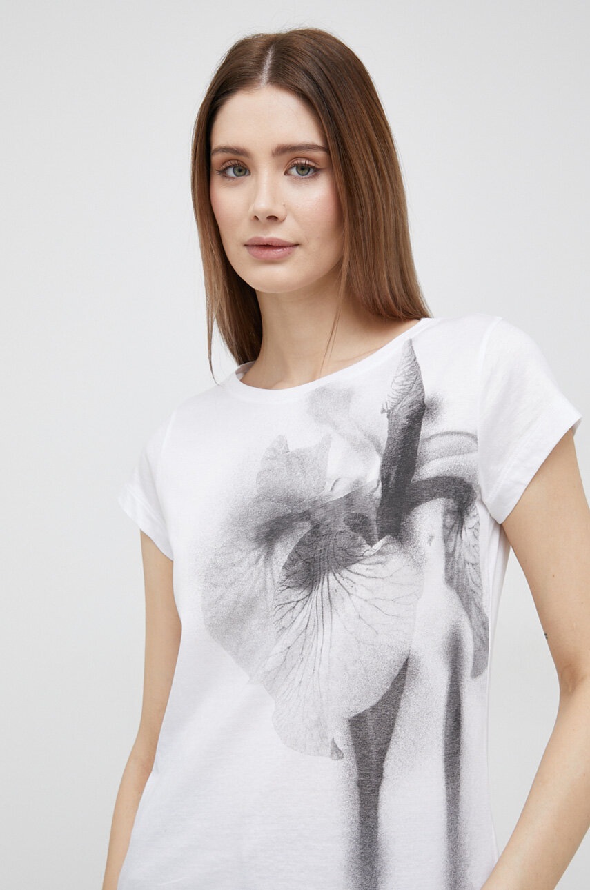 

Памучна тениска Sisley в бяло, Бял