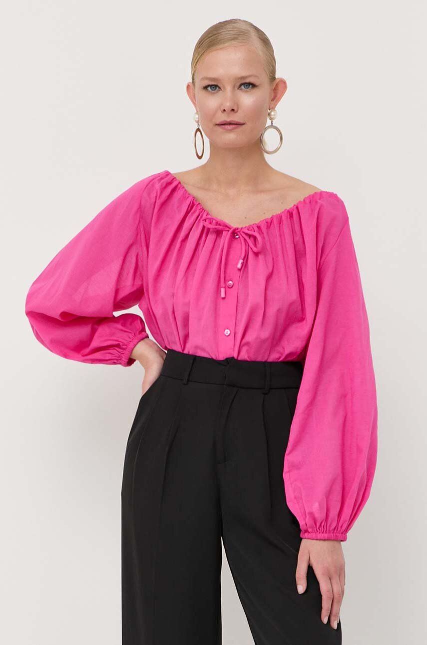 Luisa Spagnoli camasa din amestec de in culoarea roz amestec