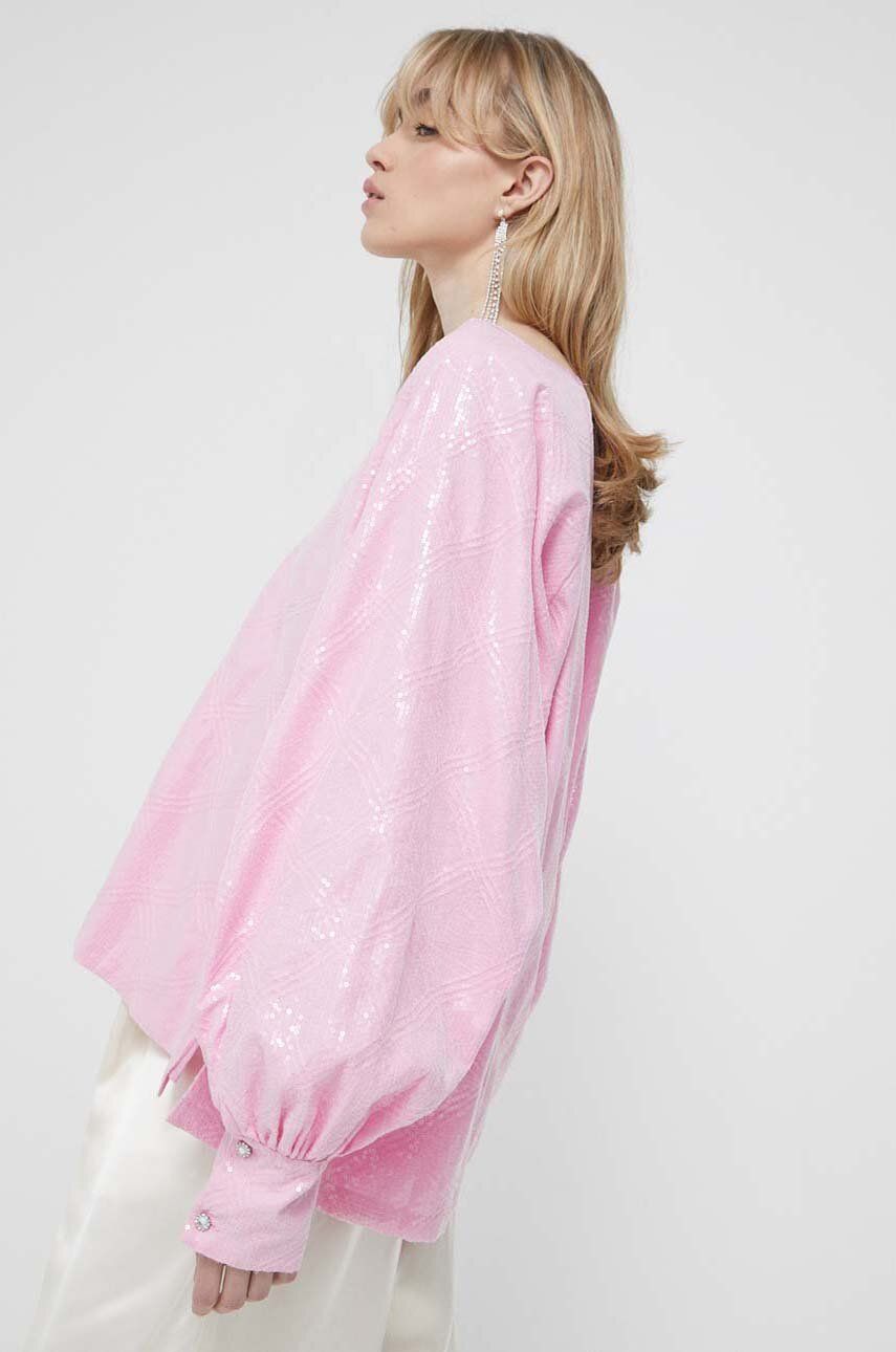 Stine Goya Bluza Femei, Culoarea Roz, Cu Imprimeu