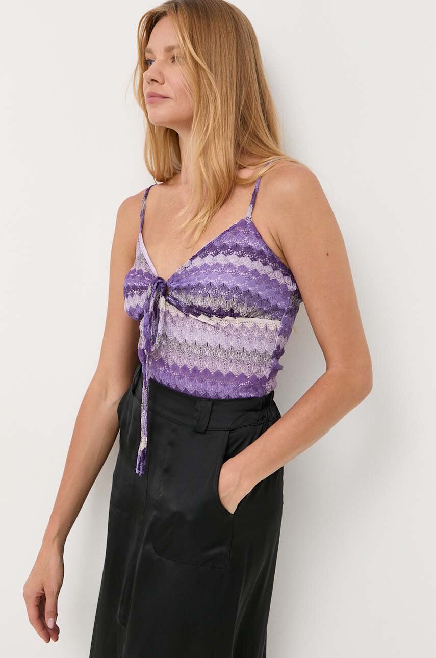 Halenka Morgan dámská, fialová barva, vzorovaná - fialová -  100 % Polyester