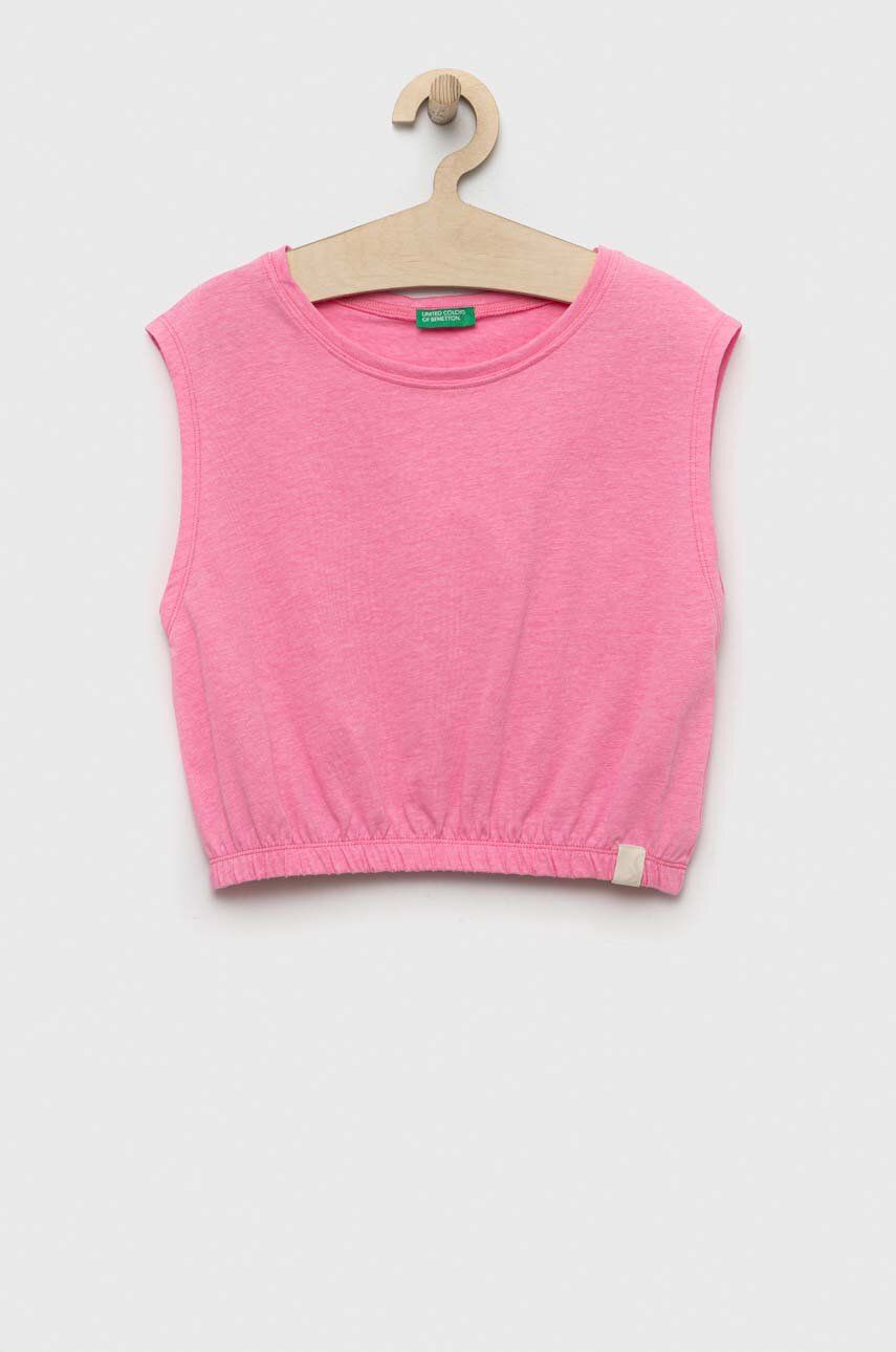 Dětský top United Colors of Benetton růžová barva - růžová -  50 % Bavlna