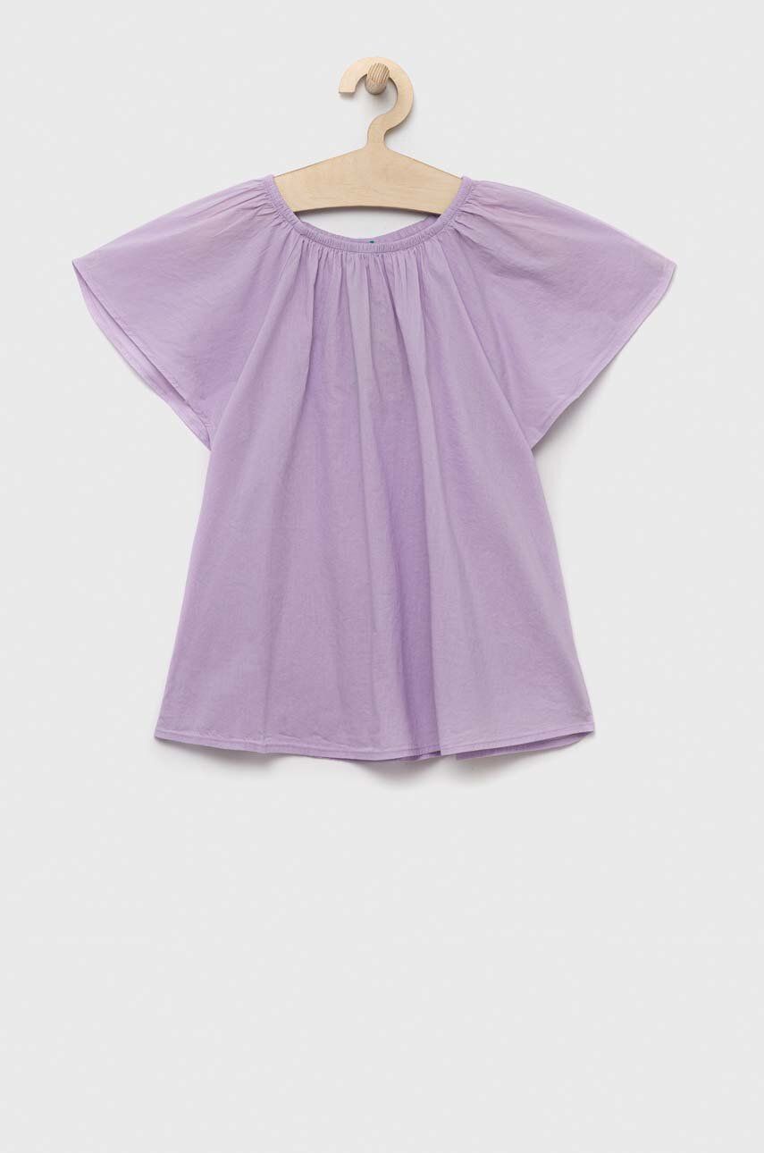 United Colors of Benetton bluza de bumbac pentru copii culoarea violet