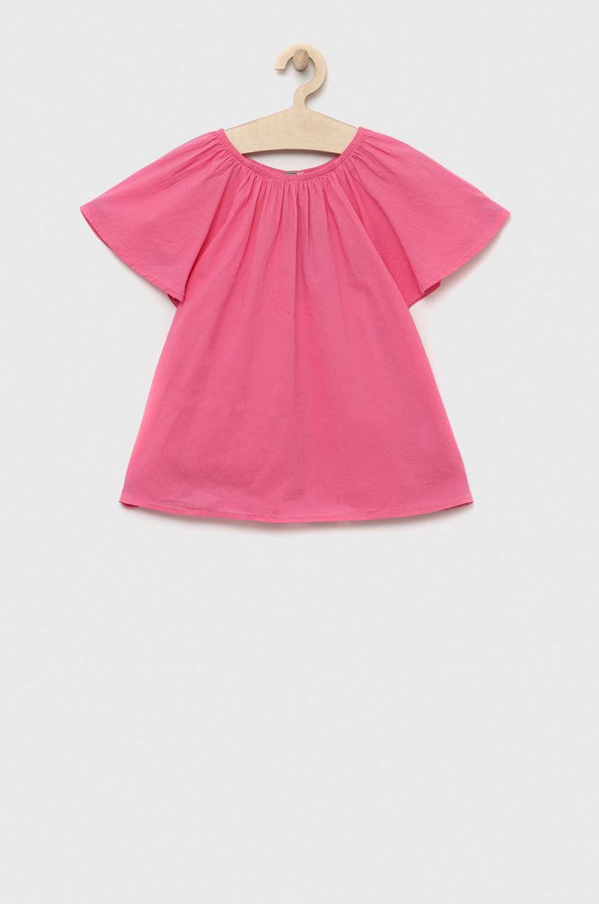 United Colors Of Benetton Bluza De Bumbac Pentru Copii Culoarea Roz