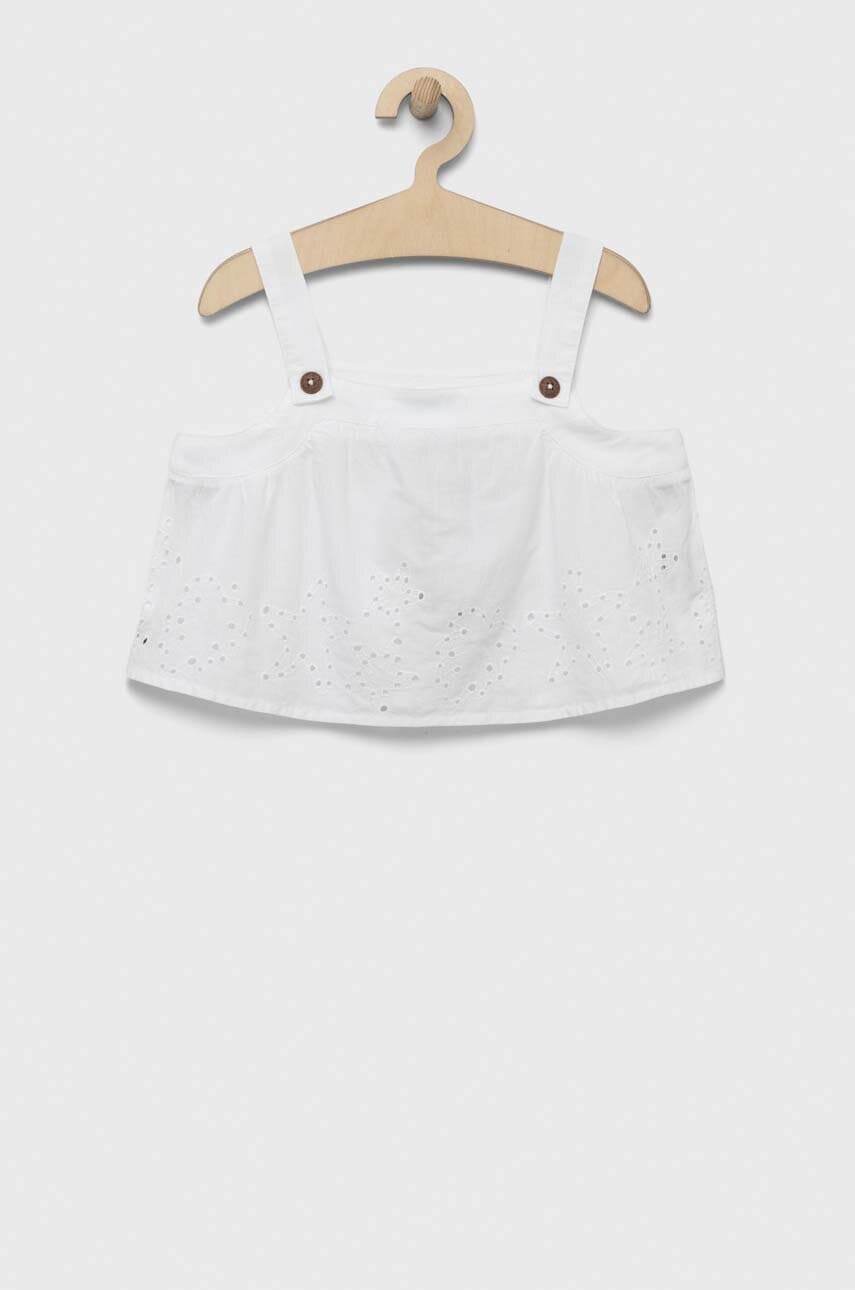 United Colors of Benetton bluza de bumbac pentru copii culoarea alb, neted