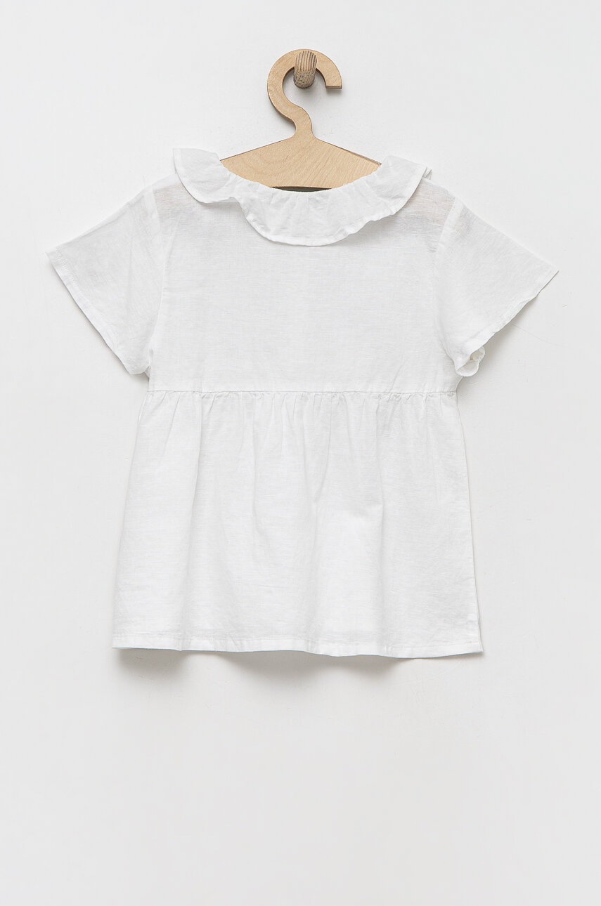 Детская льняная блузка United Colors of Benetton цвет белый однотонная в Ивано-Франковске Детская льняная блузка United Colors of Benetton цвет белый однотонная в Ивано-Франковске