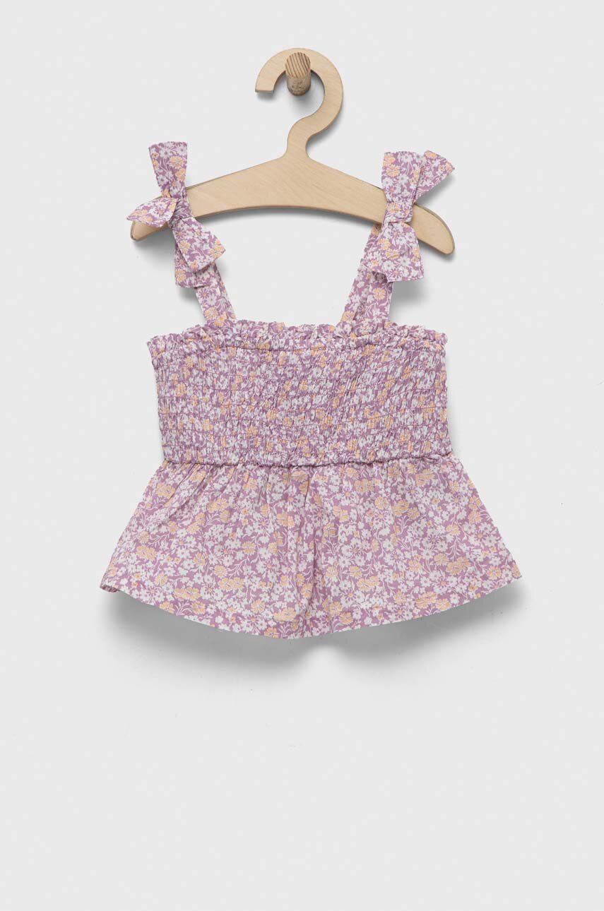 Детская хлопковая блузка GAP цвет фиолетовый узор