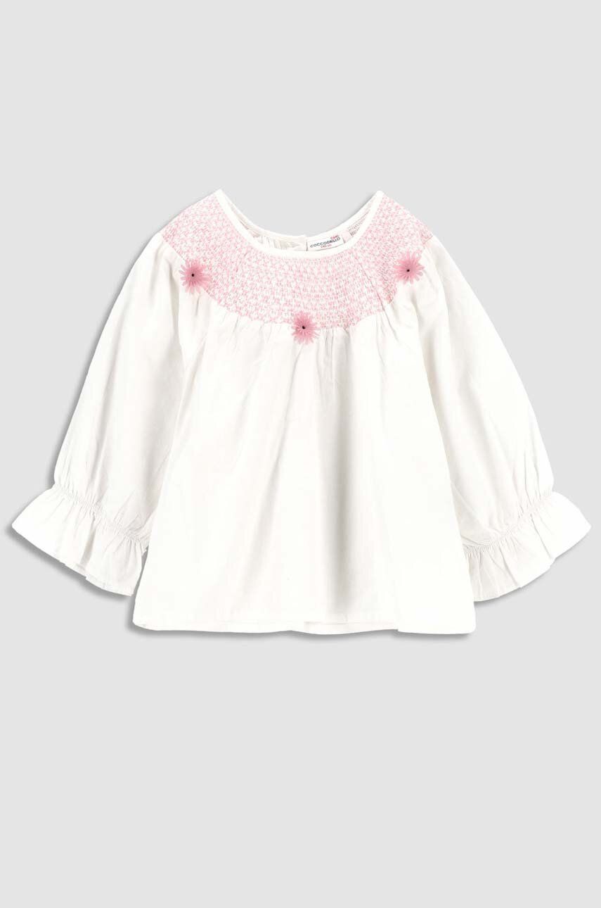 Coccodrillo bluza de bumbac pentru copii culoarea alb, cu imprimeu