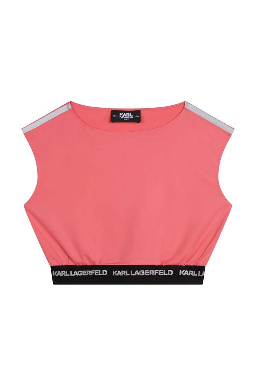 Dětská halenka Karl Lagerfeld růžová barva, hladká - růžová -  70 % Polyester