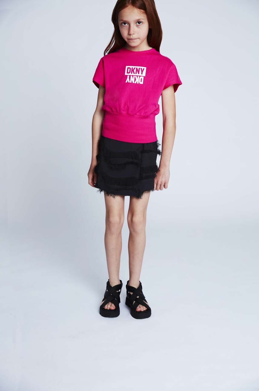 Dětské bavlněné tričko Dkny růžová barva - růžová -  100 % Bavlna